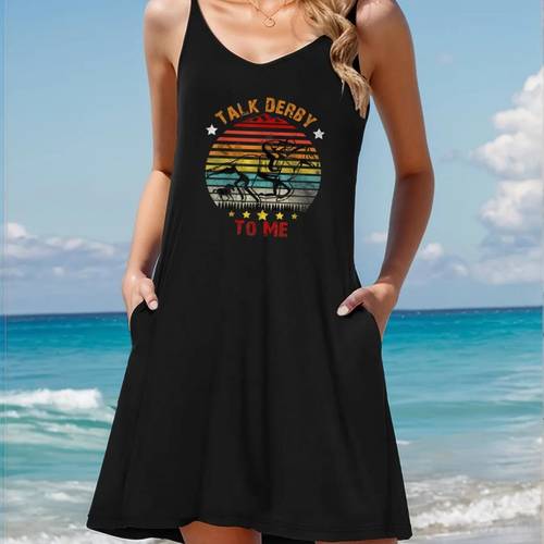 2022 horse spaghetti strap dress for women
