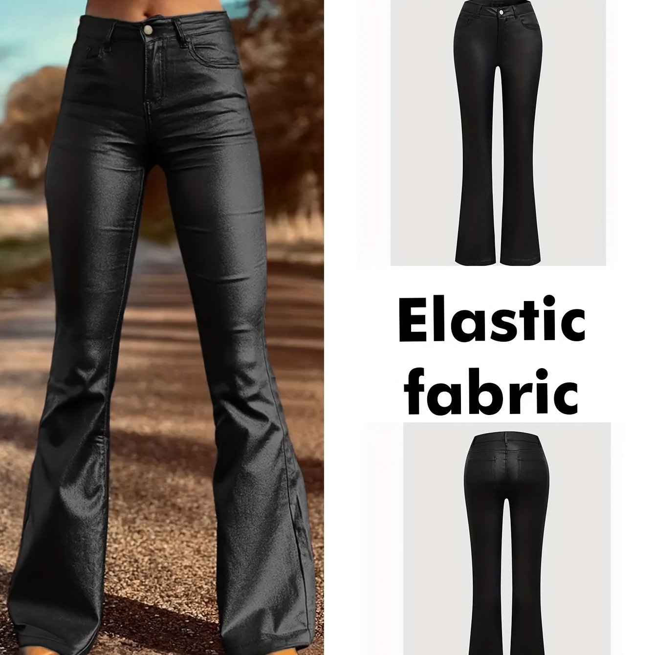 Women' Style High-waisted Versatile Flared Pants, Slim Fit, High-stretch Fabric