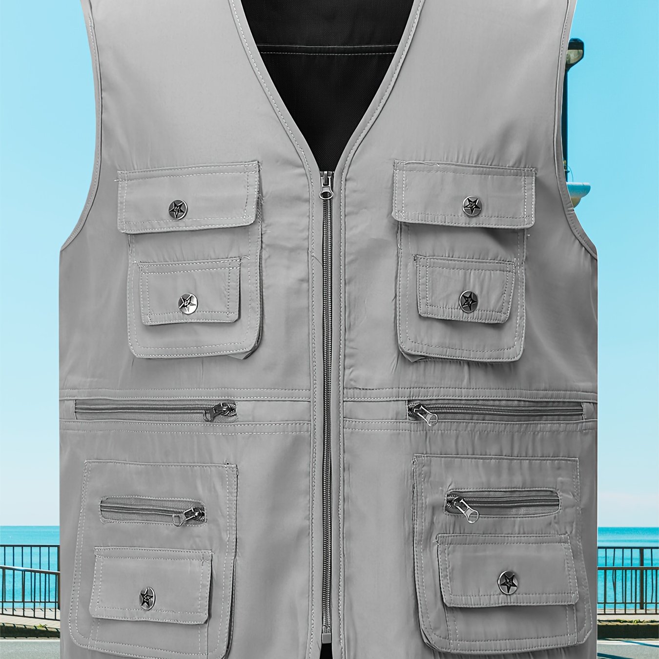 TEMU Men's Vest For Spring, Autumn, And Summer, Sports Vest, Outdoor Men's Apparel, Multi-pocket Vest For Mountain Climbing, Hiking, And Fishing,
