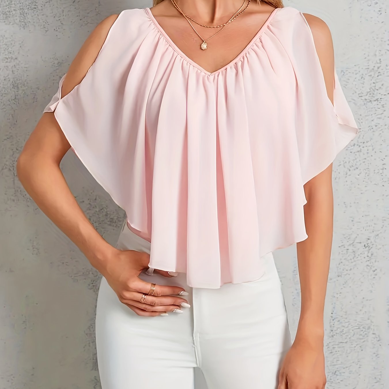 Image of New Scarf Deep V Neck T-shirt, , Comfortable Stretchy Fabric Vest Versatile Casual Spring Summer Women's Top