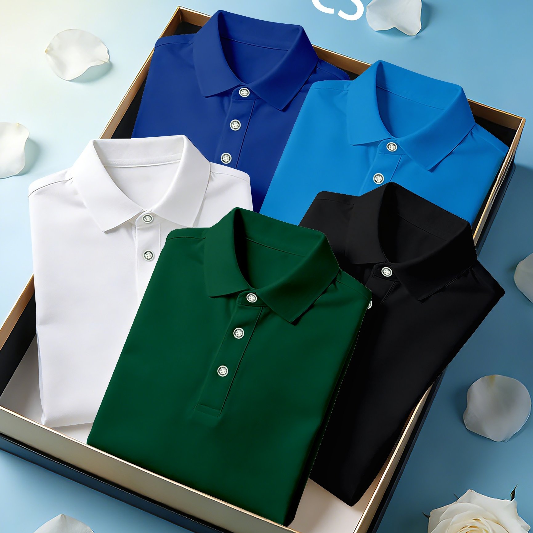 TEMU Conjunto de 5 piezas, Camiseta Polo de Manga Corta para Hombre, Estilo Casual de Negocios a , Colores Mezclados , Transpirable y Refrescante,