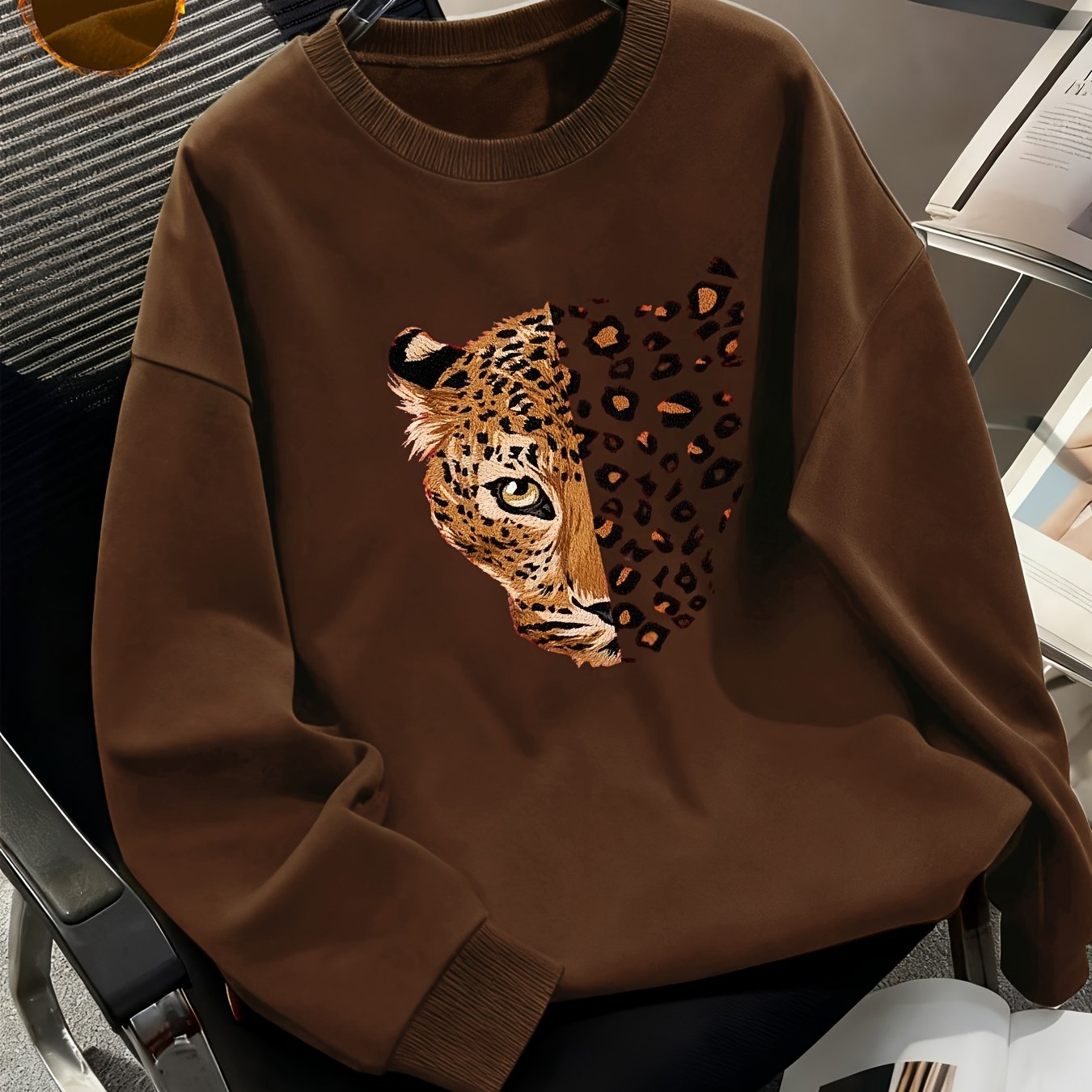 TEMU Gemusterte Sweatshirts, Herbst- Winter-Crewneck-Casual-Sweatshirts, Damenbekleidung