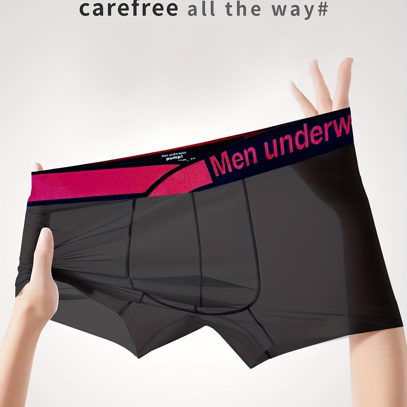 E-shop [Ultra-Dünne Transparente] Herren Eis-Schwarze Boxershorts - Sommer U-Konvexe Nahtlose Trunks - Atmungsaktive Kühle Sportliche Plus-Size