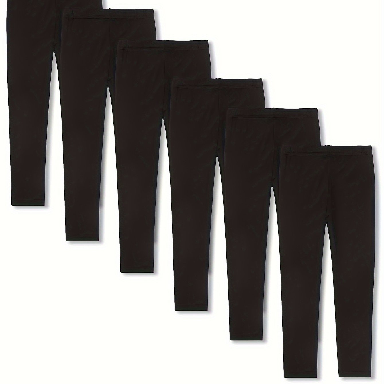 6pcs Girls' Thin Leggings, Slim-fit Casual Long Pants For Outerwear