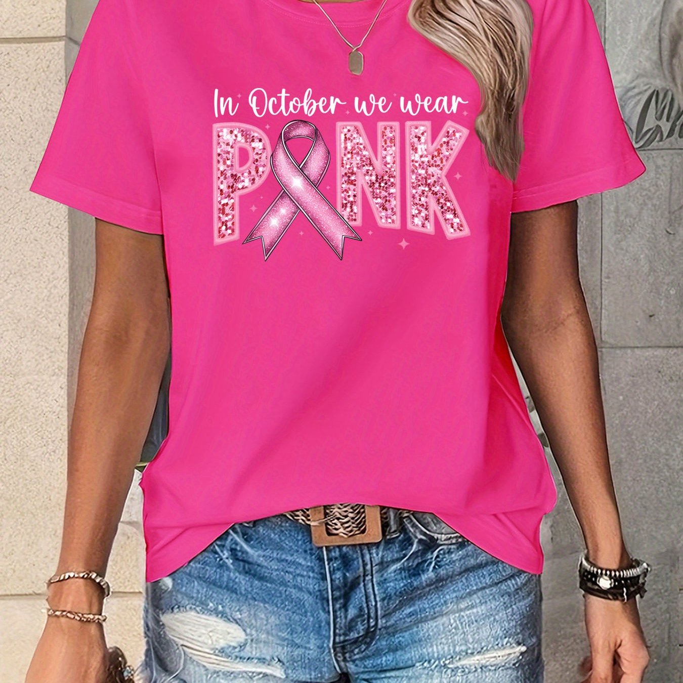 TEMU En octobre, porté des sweat-shirts roses, t-shirts du sein, une survivante, t-shirts équipe de lutte contre le , t-shirts inspirants pour la