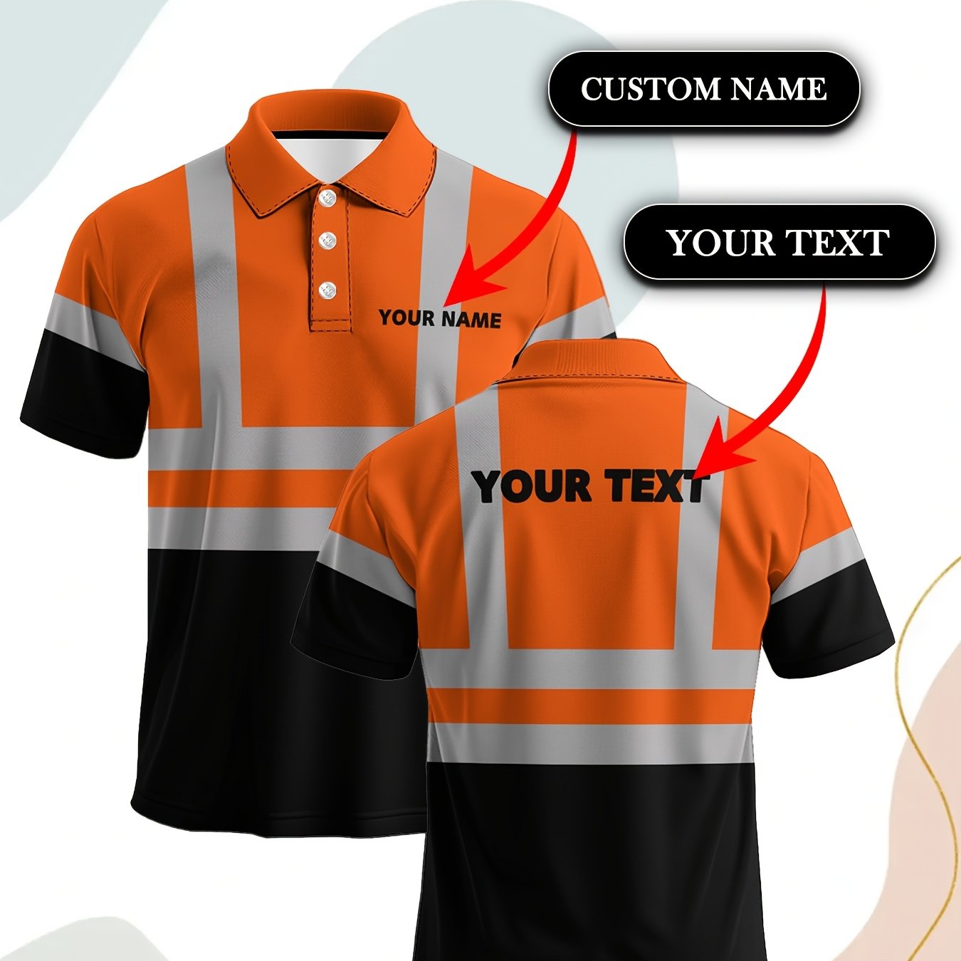 TEMU Custom Men's 3d Shirt - Custom Text Design, Regular Fit Style, Lapel, Full Print, Machine Washable, Plus Size