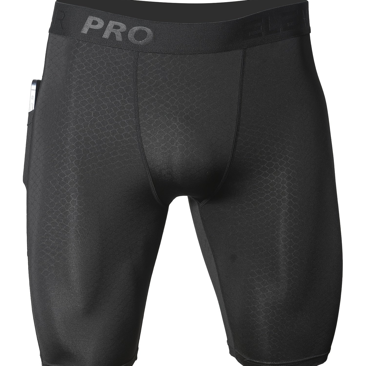 TEMU Men's Sports Underwear, Running And Fitness Shorts With Side Pockets, Front Crotch Protective Liner, Snake-pattern Embossed, Moisture-wicking,