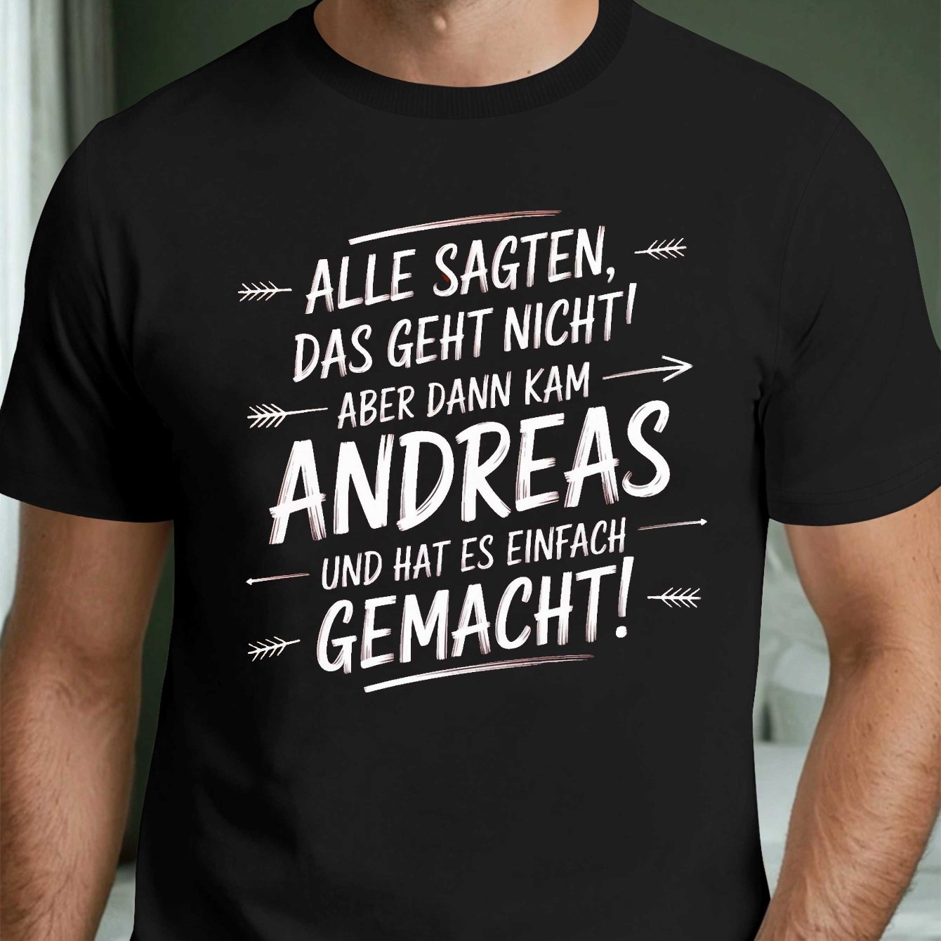 Men's German Quote T-shirt- German Text& English Translation Print, 100% Cotton Casual Round Neck Tee With German Saying "" Motivational Phrases, Fit For Casual Attire( Grey)