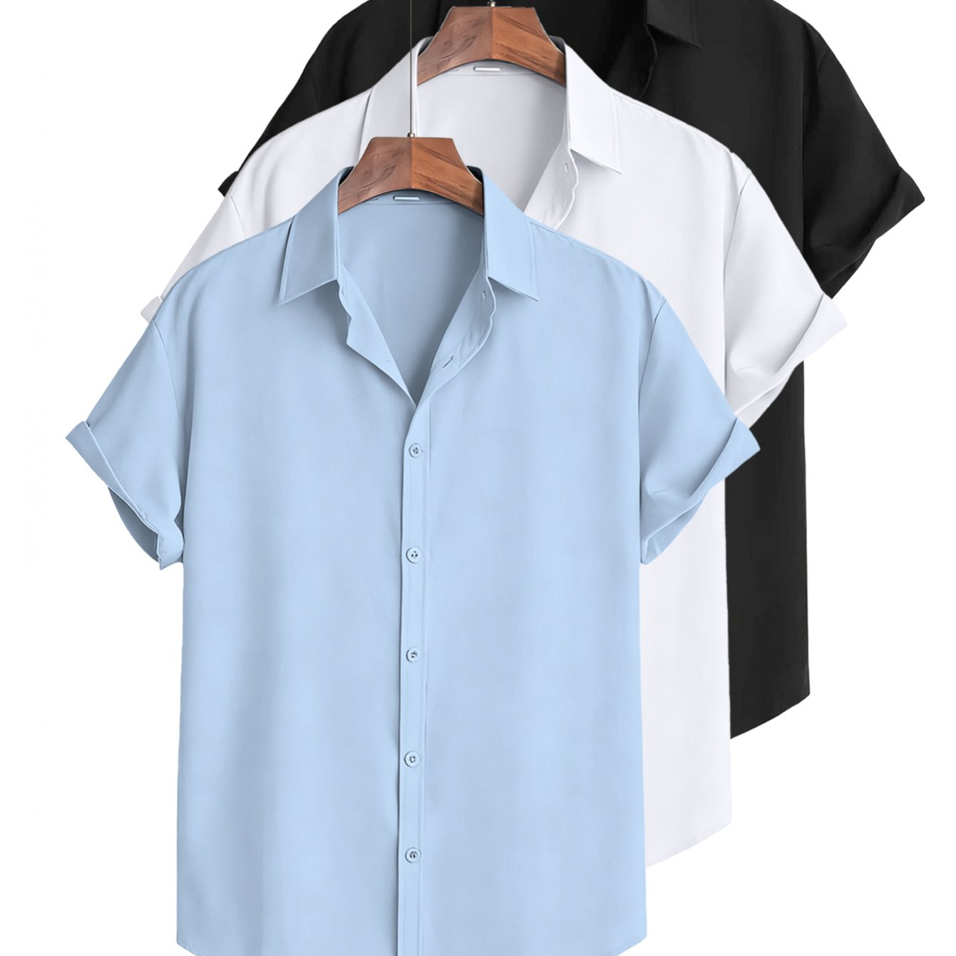TEMU 3pcs Plus Size Men's Casual Shirts, Short Sleeve Shirts, Plus Size