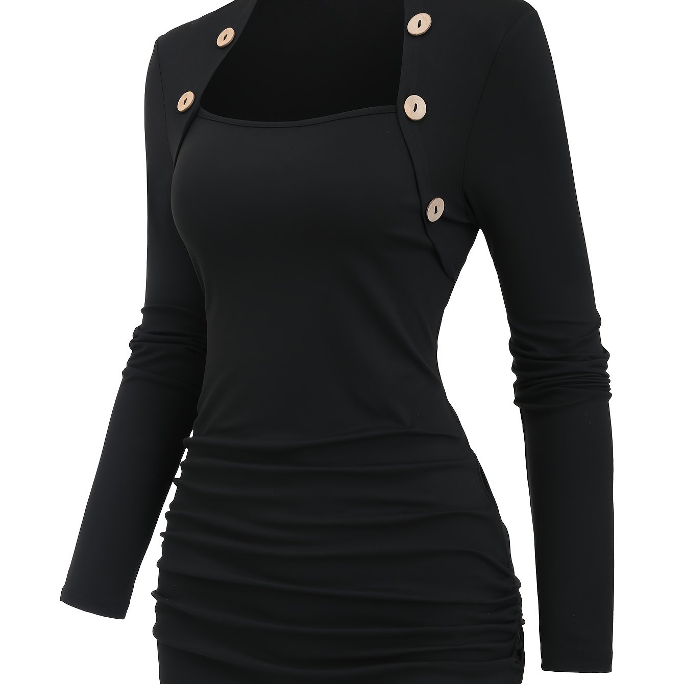Image of -developed Decorative Button Long-sleeve Top
