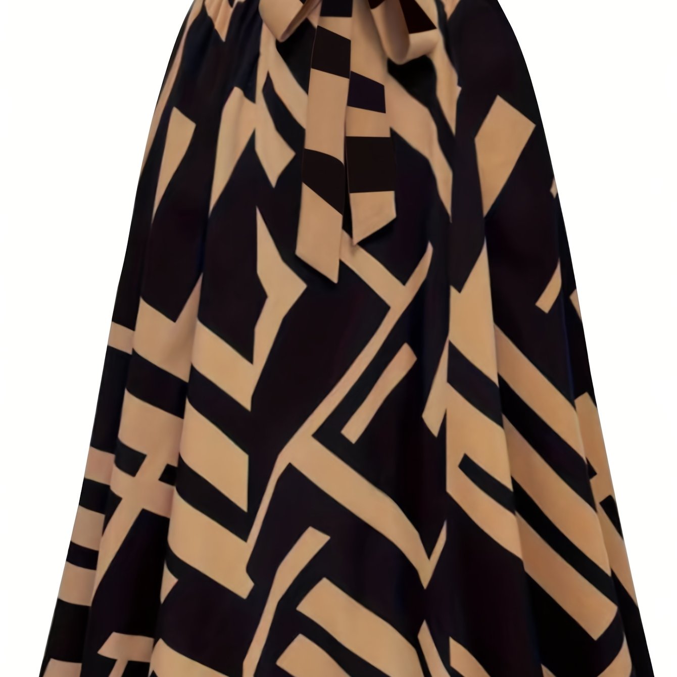 E-shop Trendiger Damen-A-Linien-Rock mit Farbblock-Print, Schleifen-Taille elegantem, vielseitigem Pendlerstil