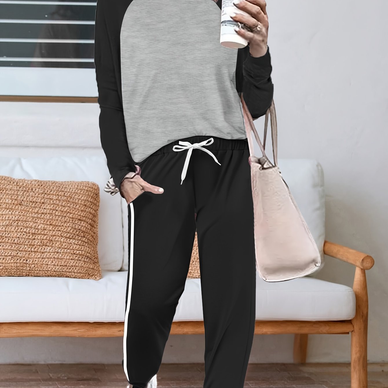TEMU Ensemble Pull et Pantalon Femme Uni pour Automne/Hiver