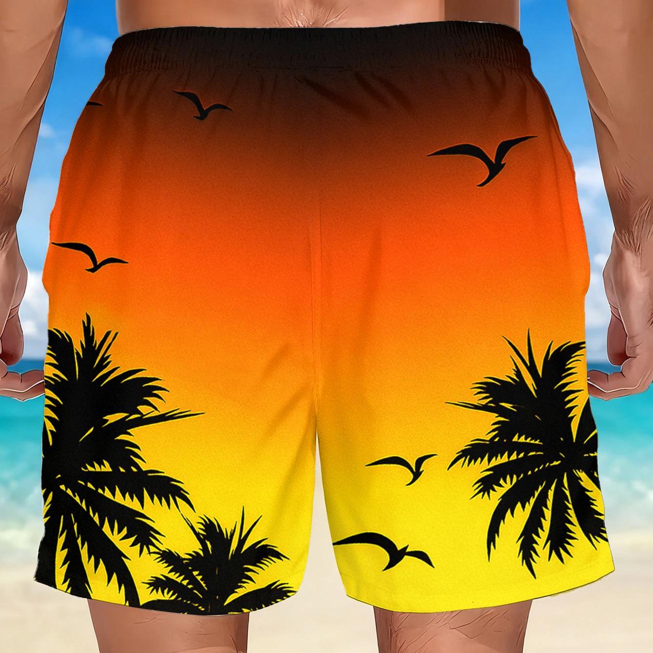 TEMU Pantalones Cortos de Playa Transpirables de Secado Rápido para Hombre, con Diseños Estampados Coloridos, Cintura Elástica con Cordón Ajustable y