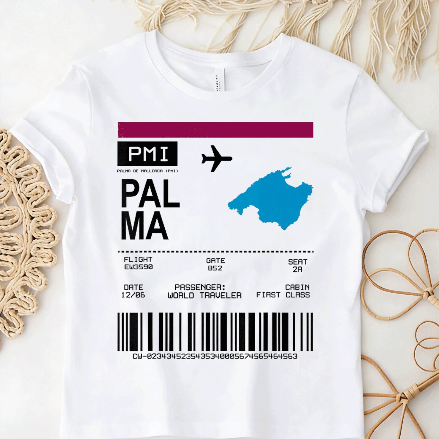 Boarding Pass T-shirt Palma Mallorca For Men Women Unisex Funny T-shirt