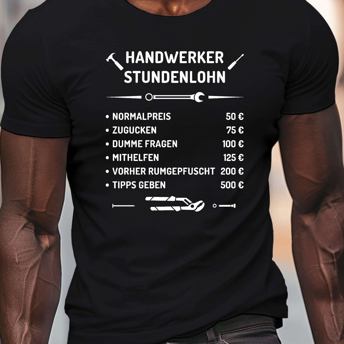 TEMU Humorous German Repairs Interesting German Print, Men's Round Crew Neck Short Sleeve Tee, Casual T-shirtcasual Comfy Lightweight Top For Summer