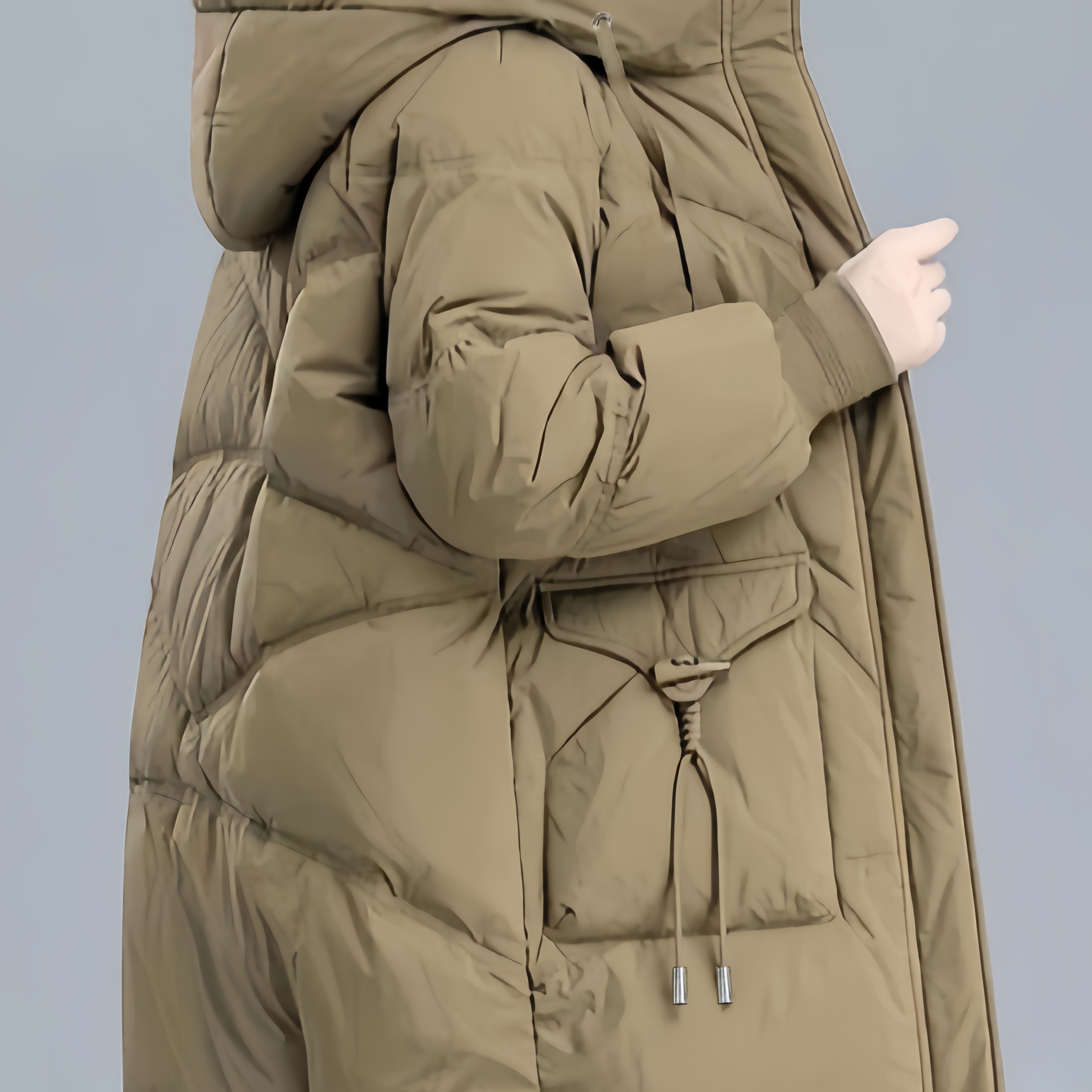 TEMU Ropa de abrigo elegante para mujer con capucha, botones de , de midi, engrosada y para otoño/invierno, con bolsillos grandes