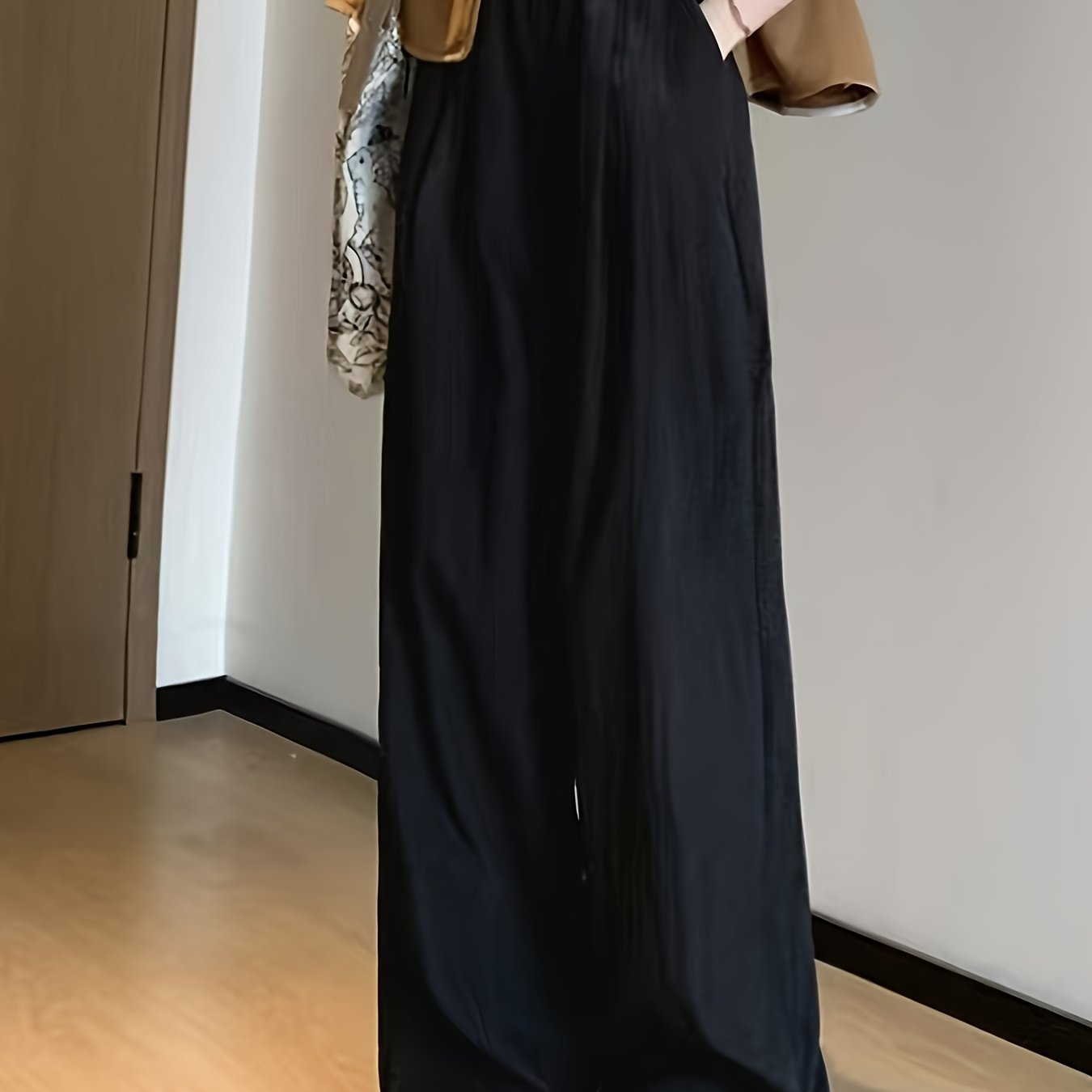 TEMU ゆったりフィットパンツ、カジュアルで多用途、外出・家での着こなしに最適、レトロスタイル、ドレープ感抜群