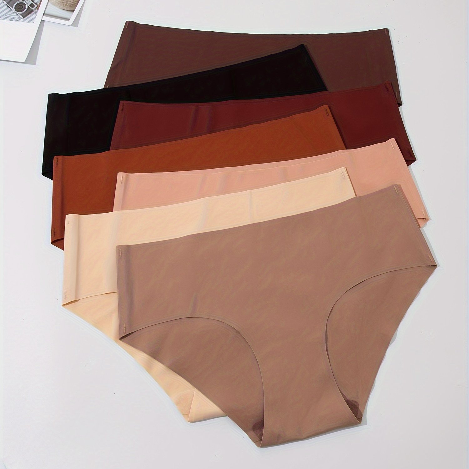 Image of 7-pack Women' Low-rise Seamless Panties - Full-coverage Briefs With High- Shaping Underwear, Non-sheer Solid Color (no) - Comfortable & Discreet For Casual Attire - Pack Value For Busy