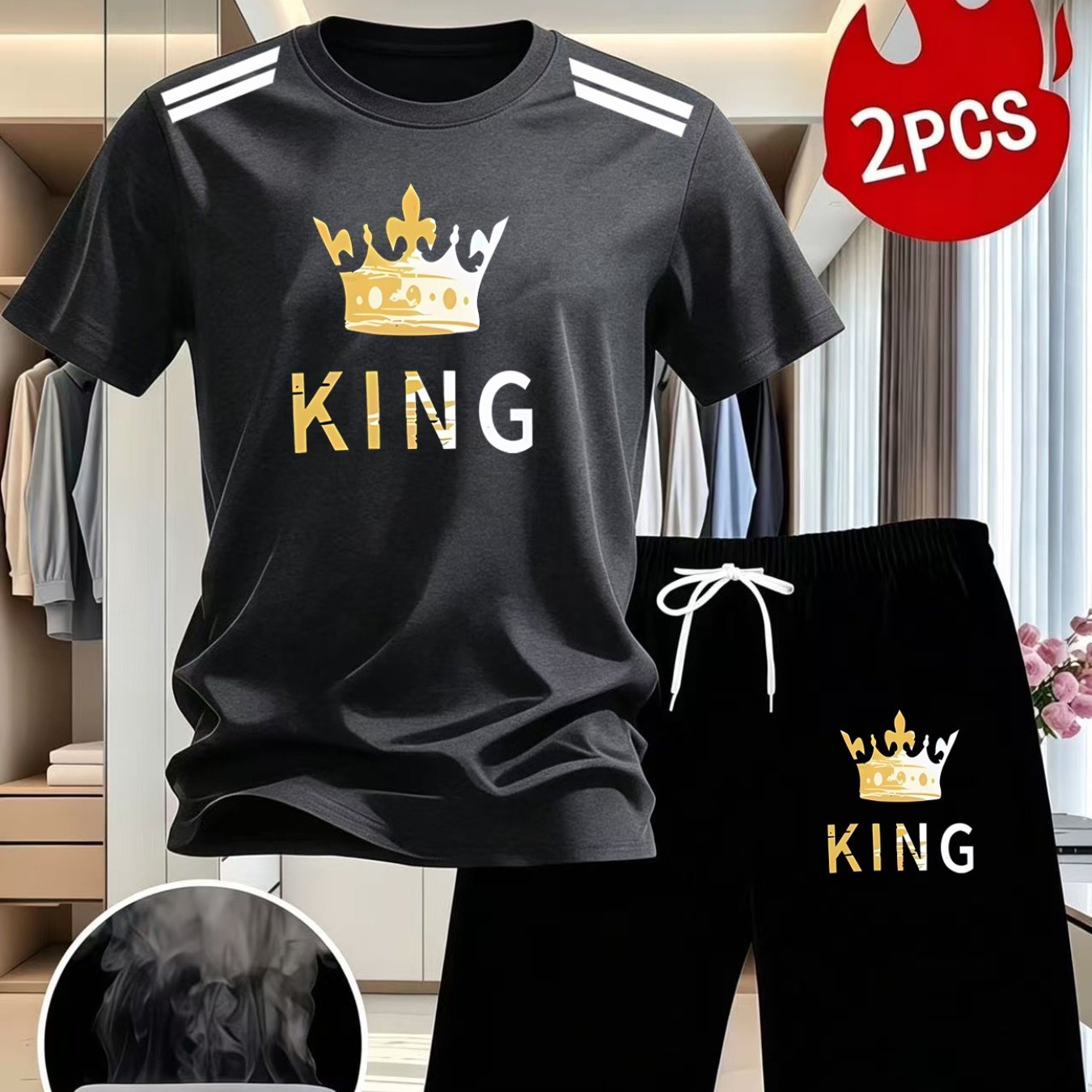 TEMU 2026 New Style Casual Set, Moisture-wicking And Breathable, Wrinkle-resistant, Trendy. "beautiful Letter Pattern Logo Print, Drawstring Waist