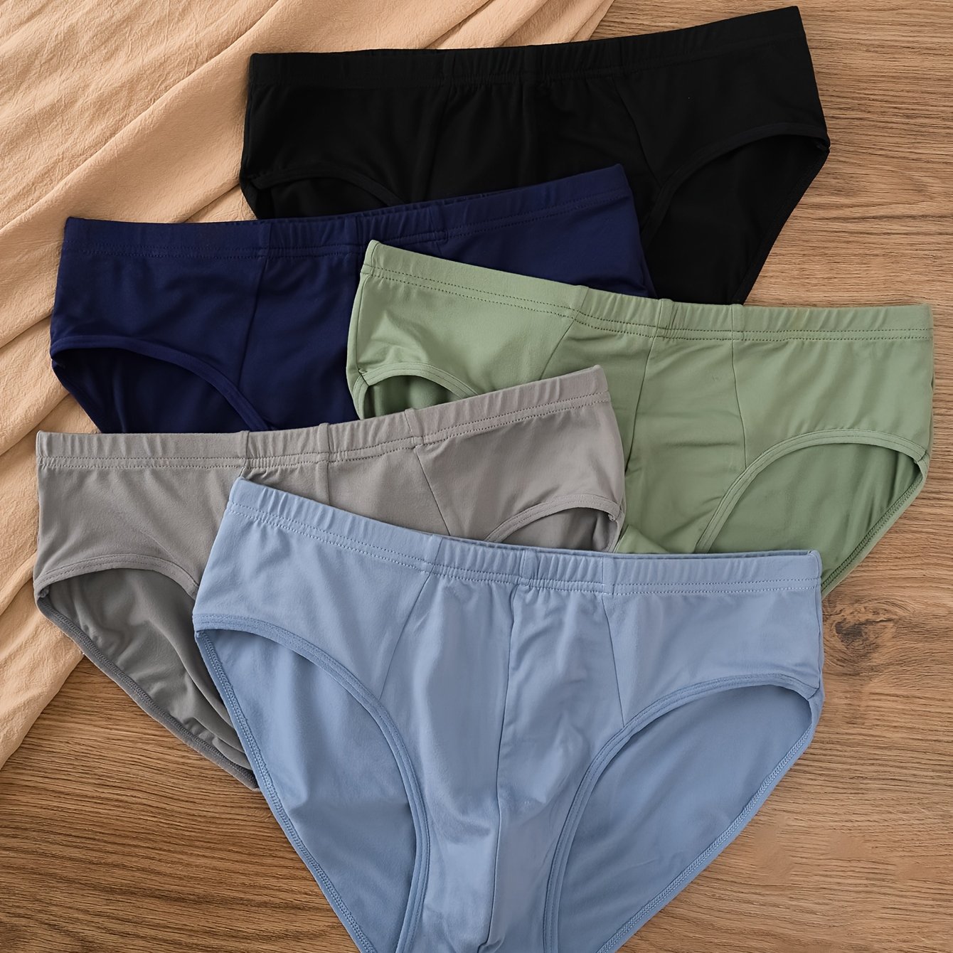 TEMU 5-pc Men's Fashion Briefs, Temperament Loose Comfortable Breathable, Trendy Sexy Print Triangle Panties, Plus Size
