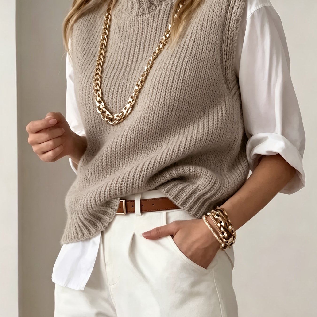 TEMU Women's Spring Autumn Casual Fashion Temperament Daily Commute Versatile Easy -up Collar Slim Short Premium Texture Gentle Elegant Outer Vest