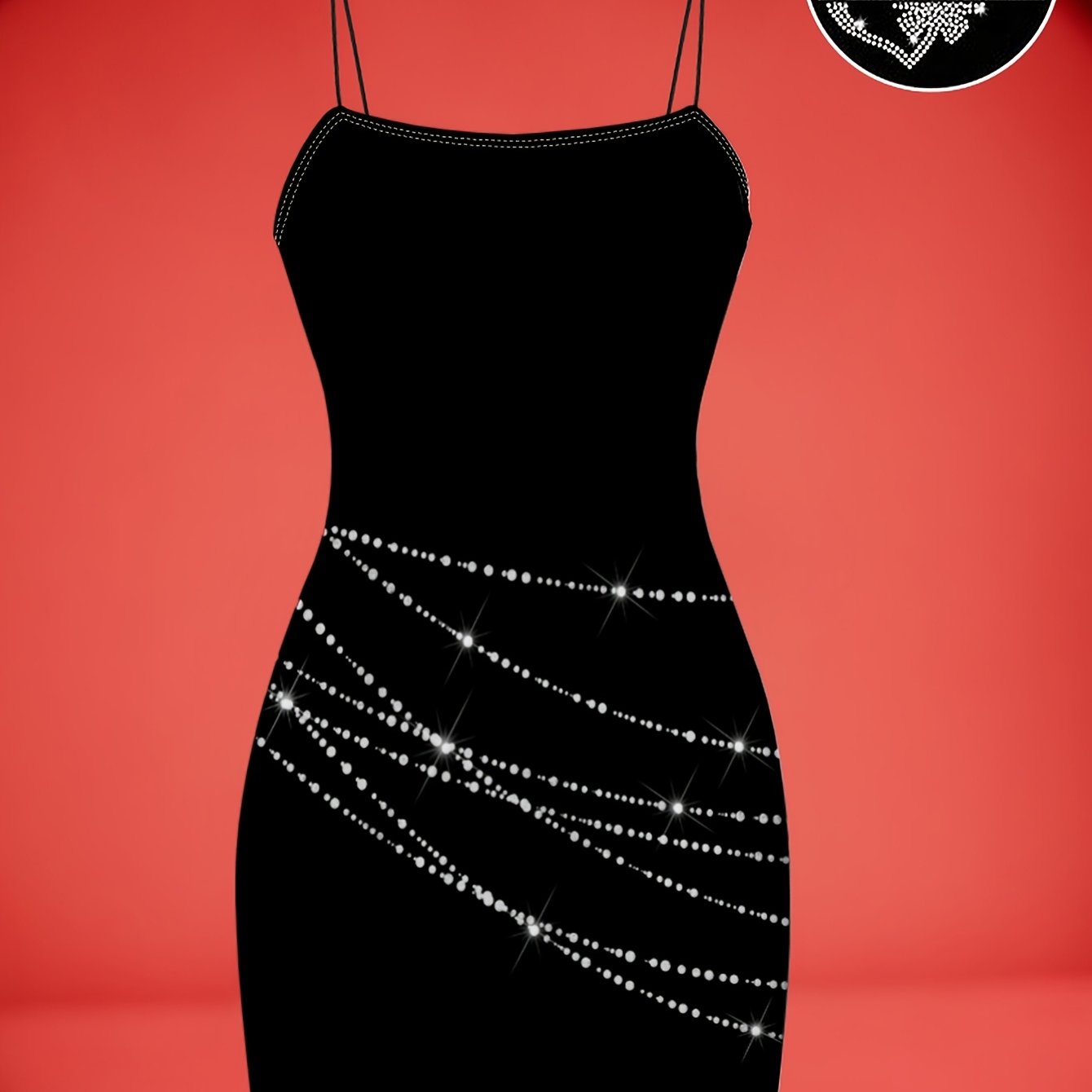 TEMU [] Women's Sleeveless Bodycon Dress, Featuring A Stylish And Elegant Print, A Figure-hugging Mini Dress With Thin Straps, Suitable For Cocktail