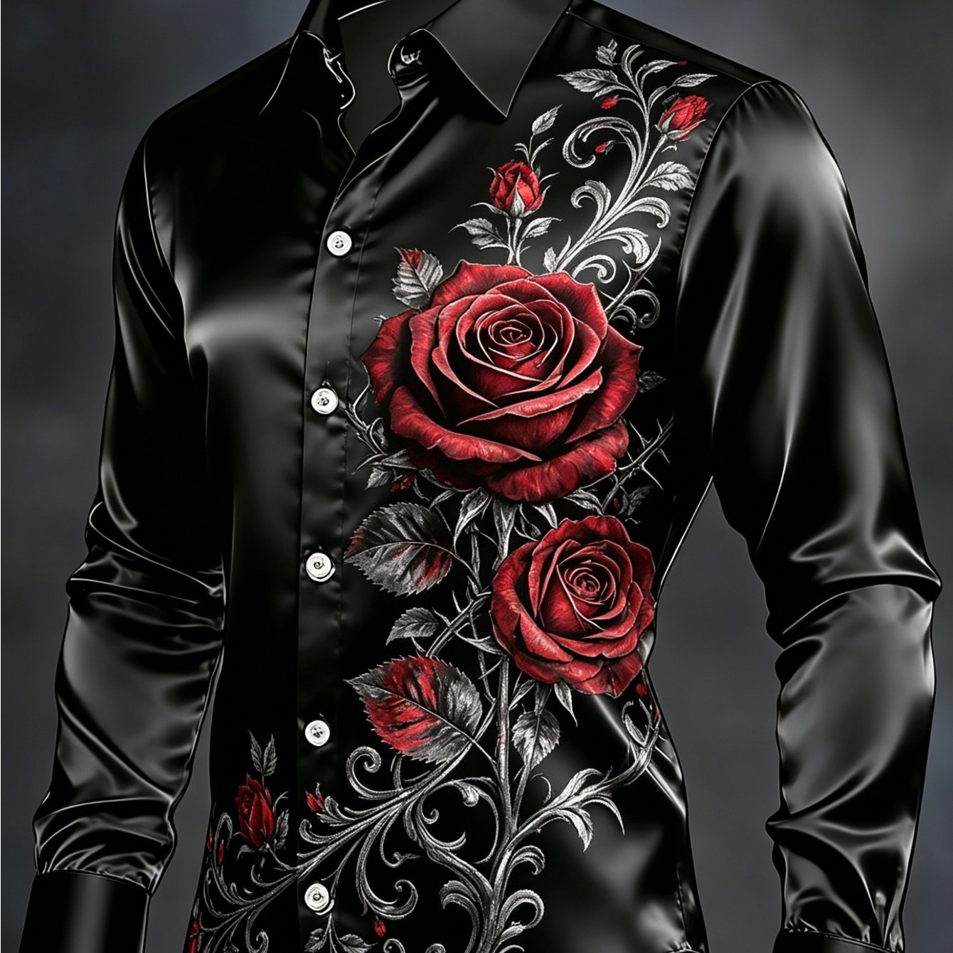 Men's Long-sleeve Floral Shirt Men's Shirt Street Style And Turn- Collar Long Sleeves Comfortable And Casual.
