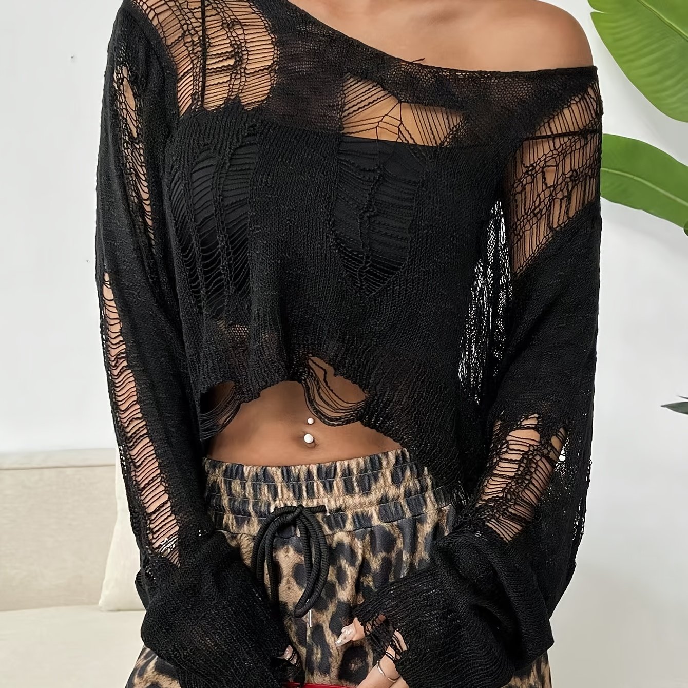 E-shop Lässiger asymmetrischer Damen-Oberteil, lockerer Kurzarm-Pullover, schulterfreies Oberteil