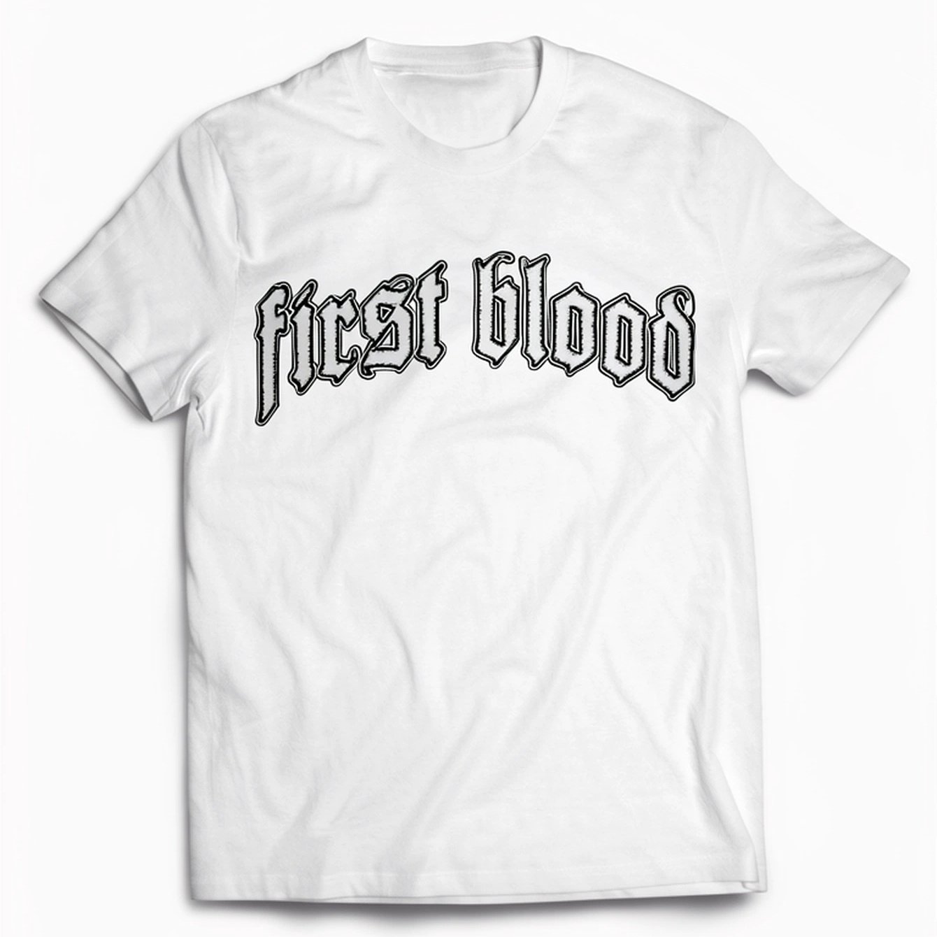 Men's Gothic T-shirt First Blood In Lettering Heavy Metal Inspired Streetwear Fit Machine Washable Everyday For Concerts Casual Men