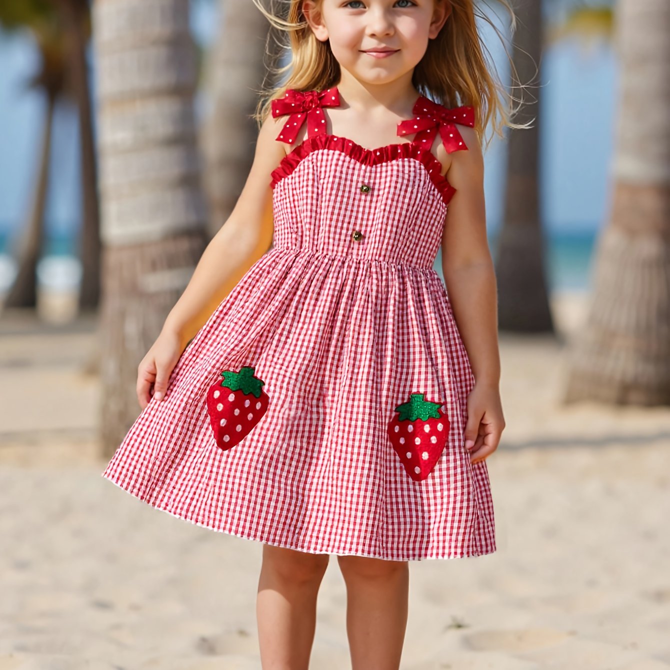 Image of Young Girl Fashionable Casual Mesh Lace Collar Button-front Off-shoulder Bow Embroidered Camisole Dress For Daily Wear, Home, And Outdoors, Summer Style