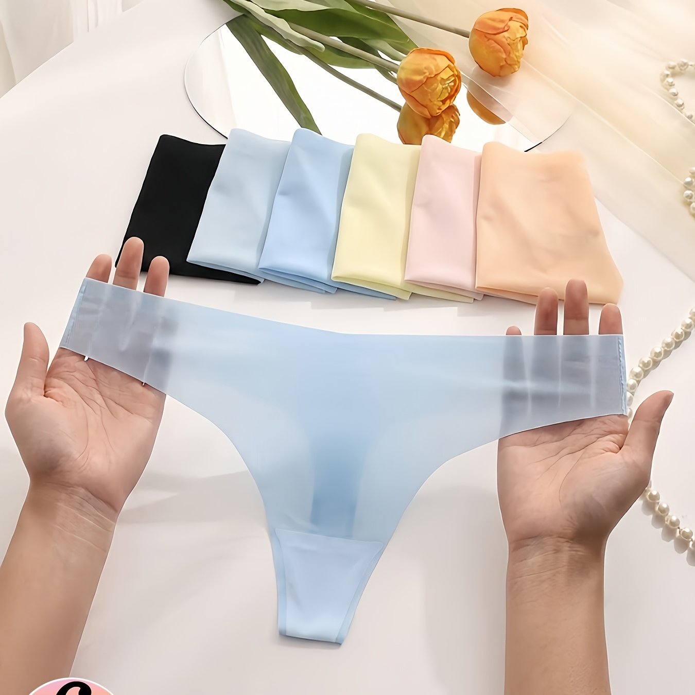 TEMU Random 6-pack Solid Color Seamless Ultra-thin Thongs | Comfortable And Breathable, Soft And Stretchy, Suitable For Yoga, Workouts, And Casual