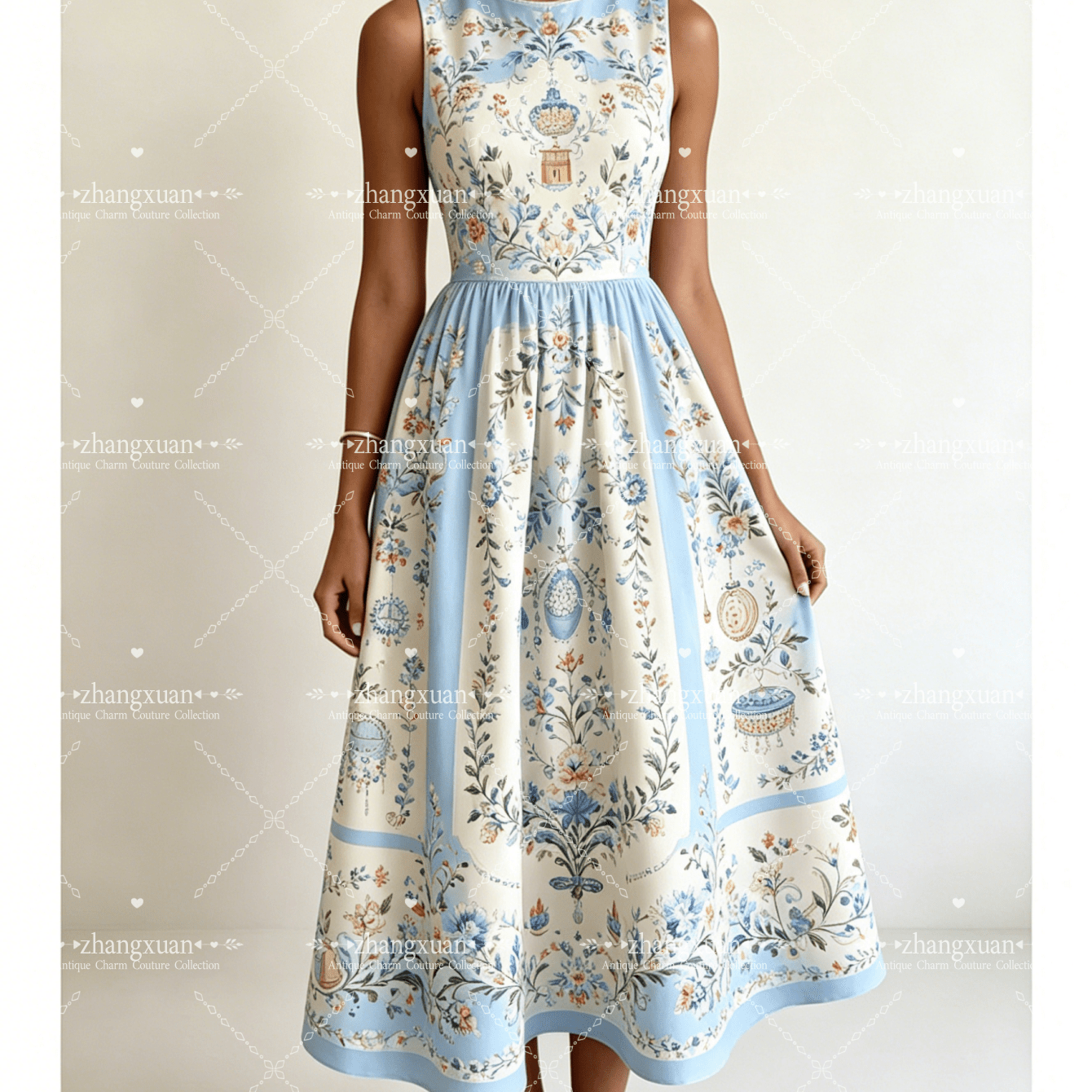 2026 Summer New Women's Sleeveless Dress, Unique High Art Print, High Waist A-line Loose Swing Skirt, Elegant And Elegant, Casual Retro Aesthetics, Suitable For Vacation - Cocktail Party - Daily Wear
