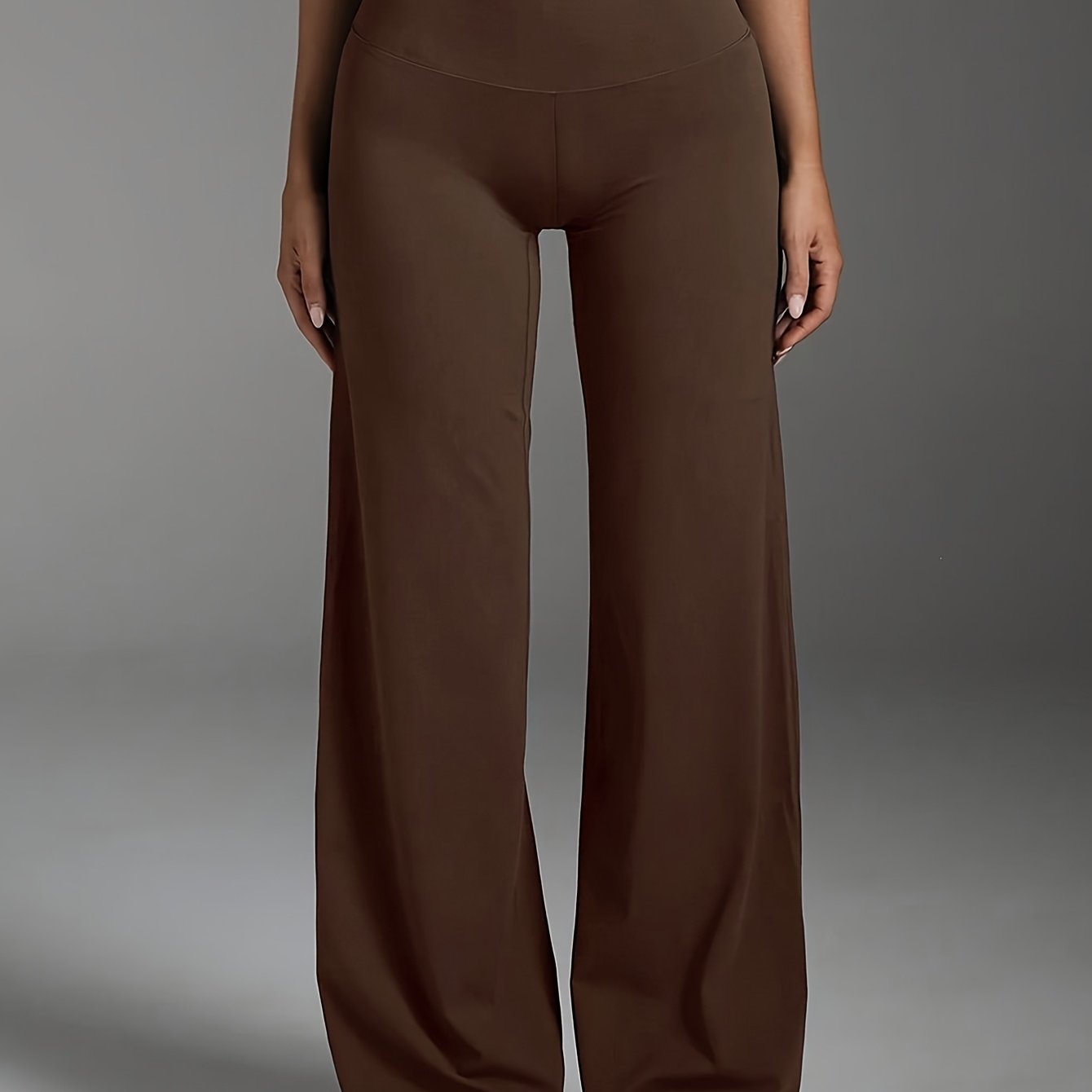 Women's Casual Elegant Modern Workplace Brown/coffee Wide-leg Pants, Slim Fit, Summer New Style Fashion Creative