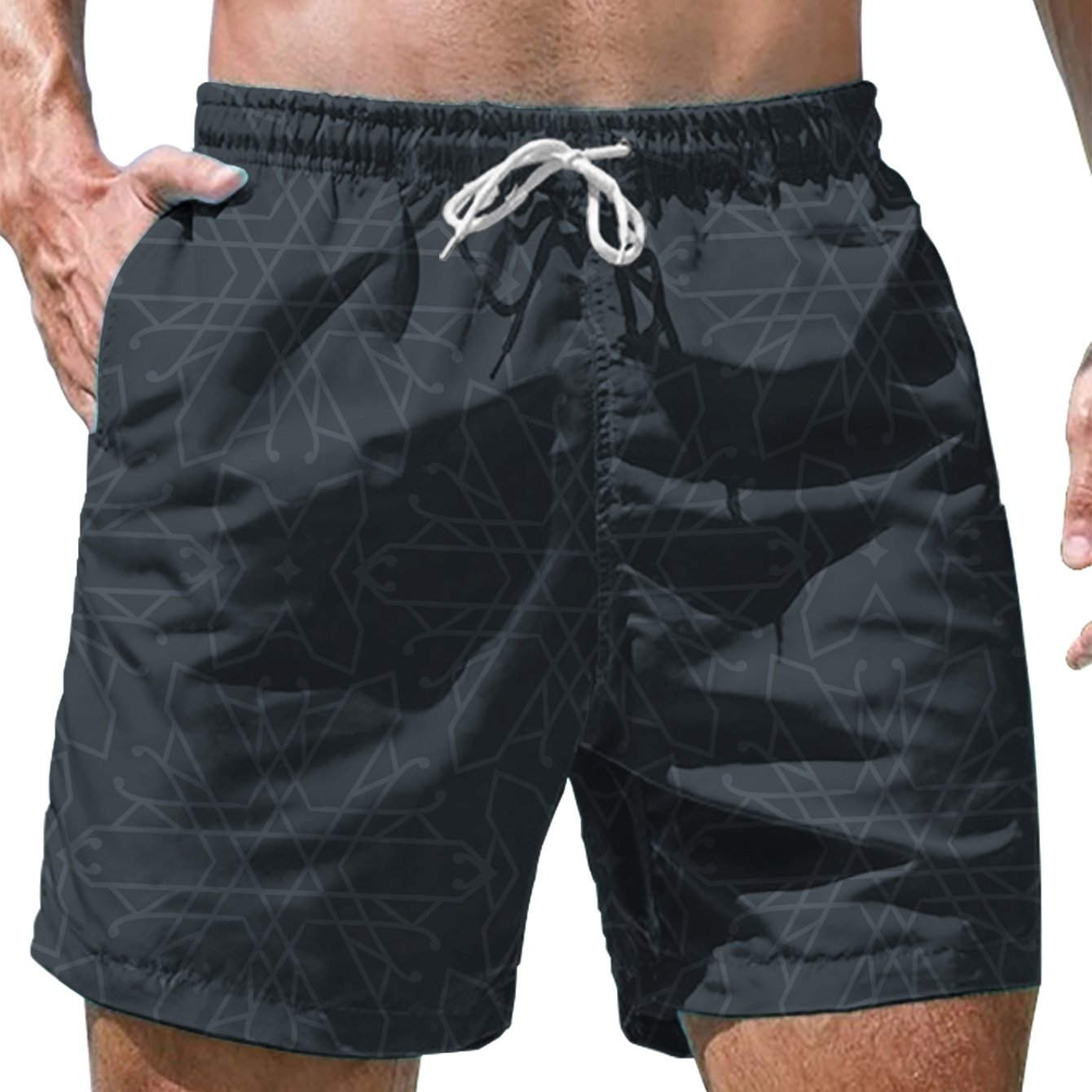 E-shop Weihnachtszeit Herren Beach Shorts Flacher Digitaldruck - Nicht strukturierte Sommer Strand Schwimmanzüge, Elastischer Bund, Kordelzug, Lockere