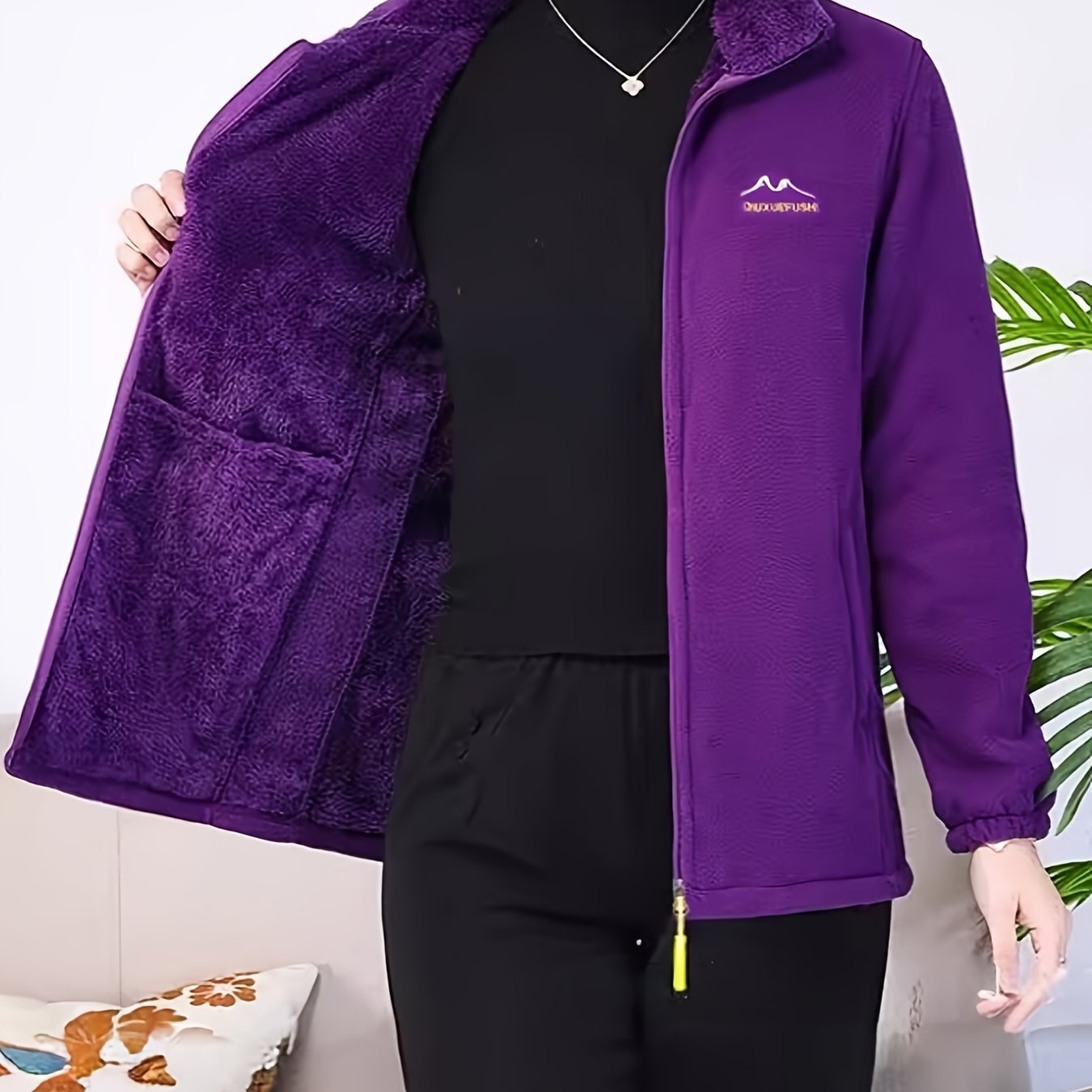 TEMU Autumn Winter Thickened Fleece Cardigan, Casual Fleece Top Jacket, Winter Ultra-warm Women's Fleece Thickened Fashion Versatile Coat, Stand