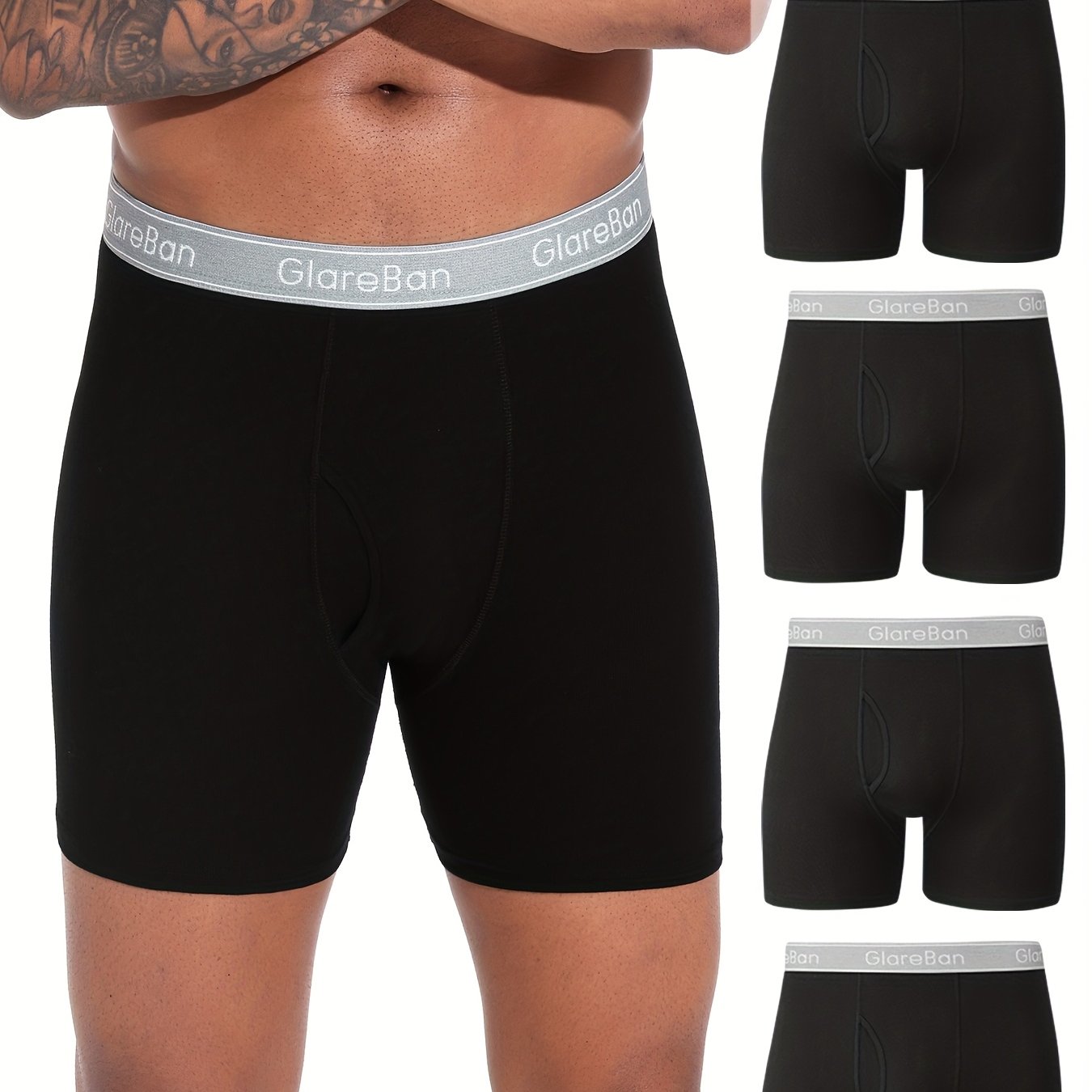 4pcs Pc Long 100% Cotton Boxer Shorts Men High Quality Underwear Soft Male Underpants For Men Boxershorts Fashion Sports Soft Comfortable Brand