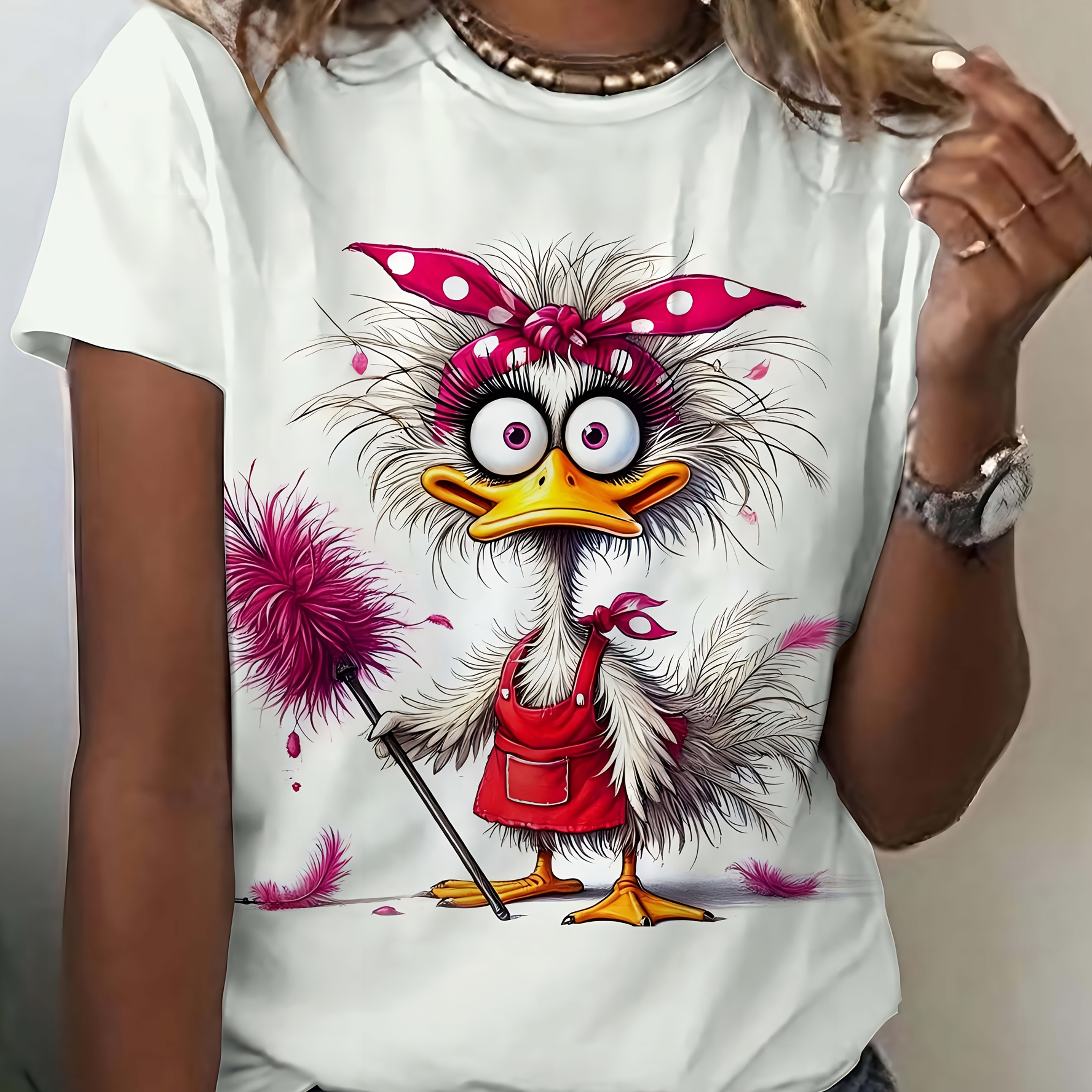 Image of Cute And ! Clean Wave Dot Dress Up Printed T-shirt, Women's Fashion T-shirt, Women's Casual Spring/summer Top, Women's Top