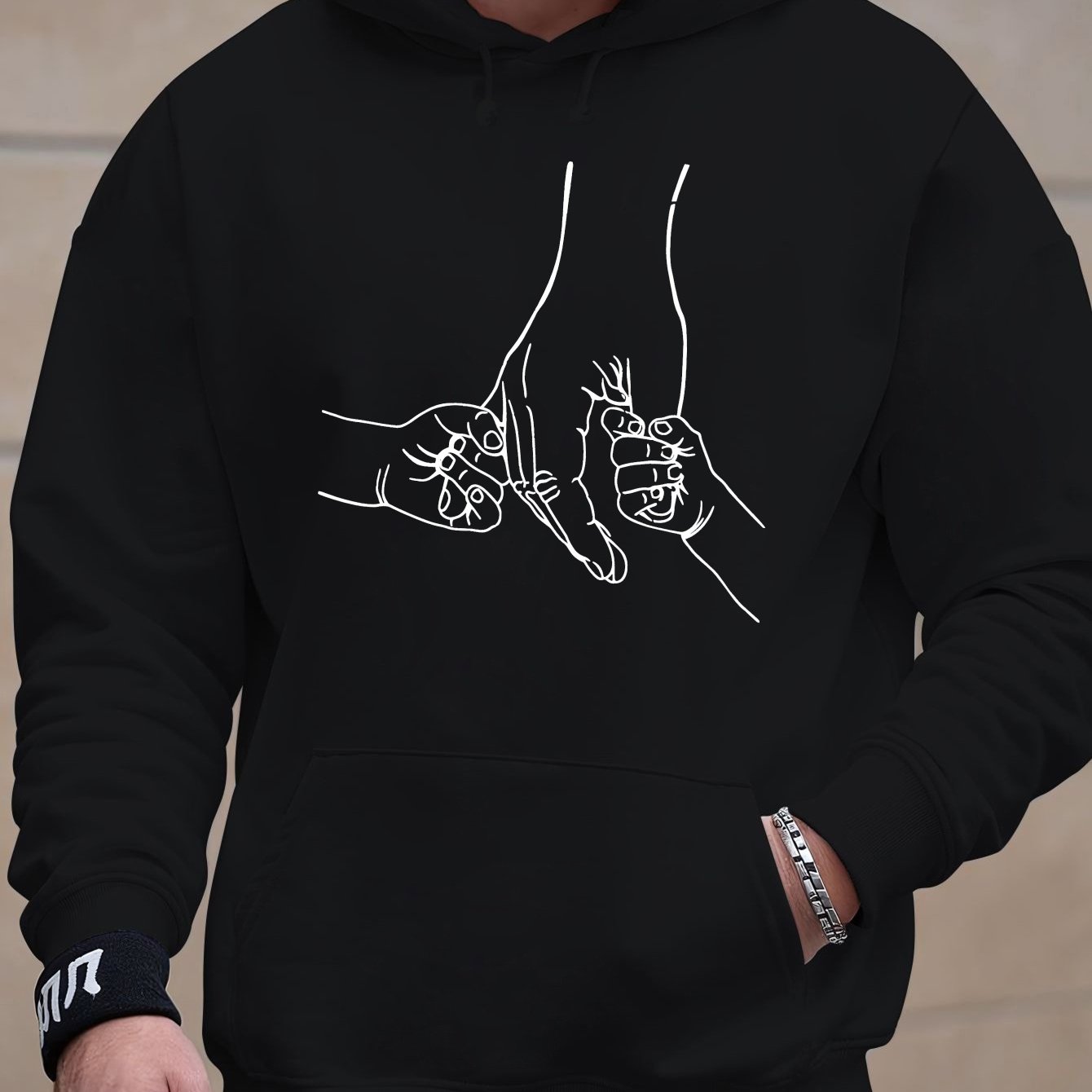 TEMU Men's Casual Gray Hoodie With "dad" Graphic Print - Father's Day, Autumn & Winter, Soft Velvet Fabric, Long Sleeve, Casual Wear|graphic Hoodie|,