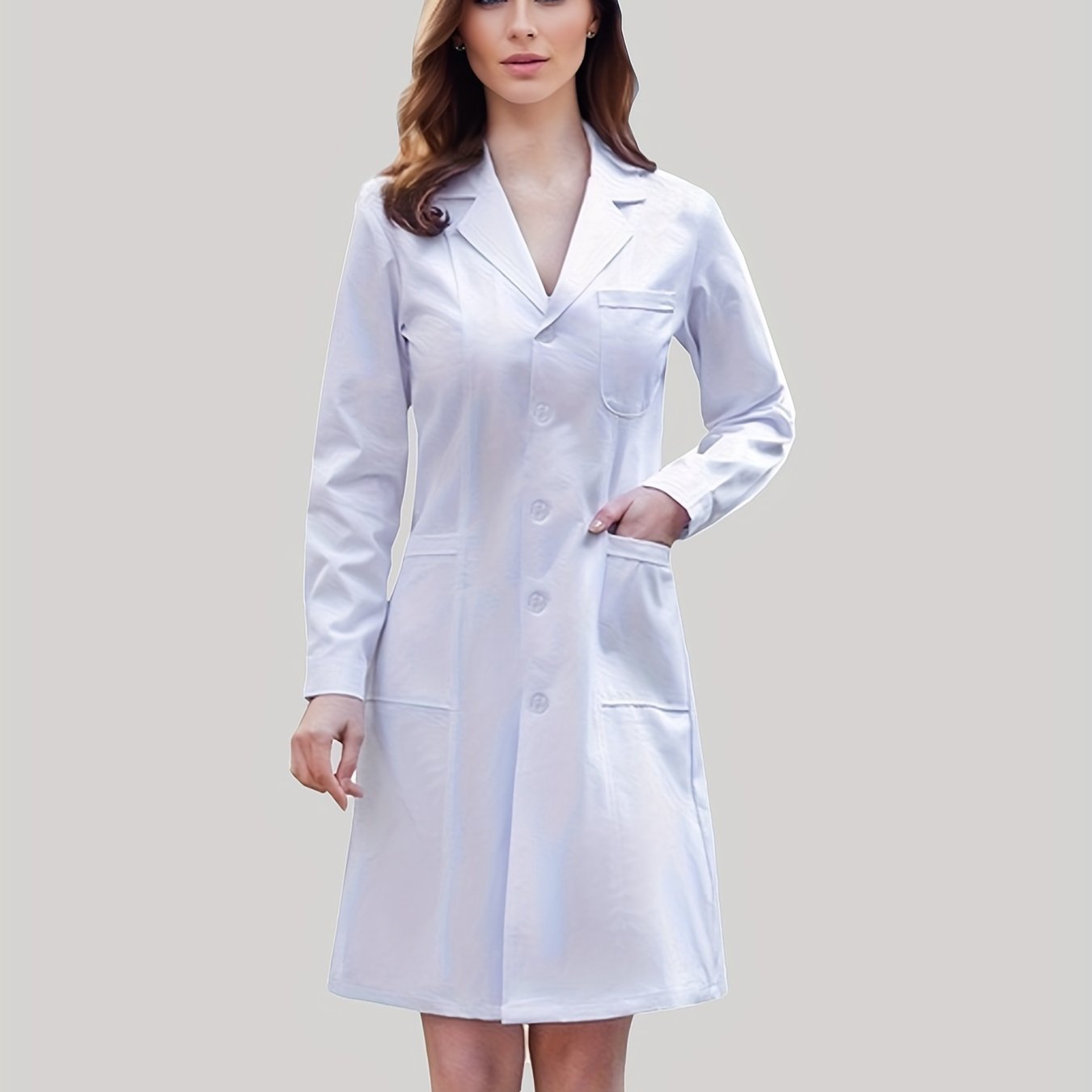 Women' Coat, Slim Fit Design, Female Doctor Nurse Work Coat, White Long-sleeved Coat