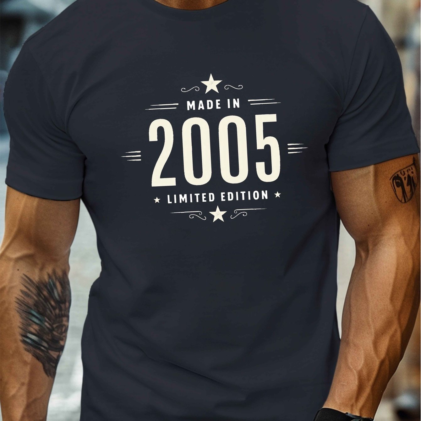 TEMU 2005 Edition Print, Men's Round Crew Neck Short Sleeve Tee, Casual T-shirtcasual Comfy Lightweight Top For Summer