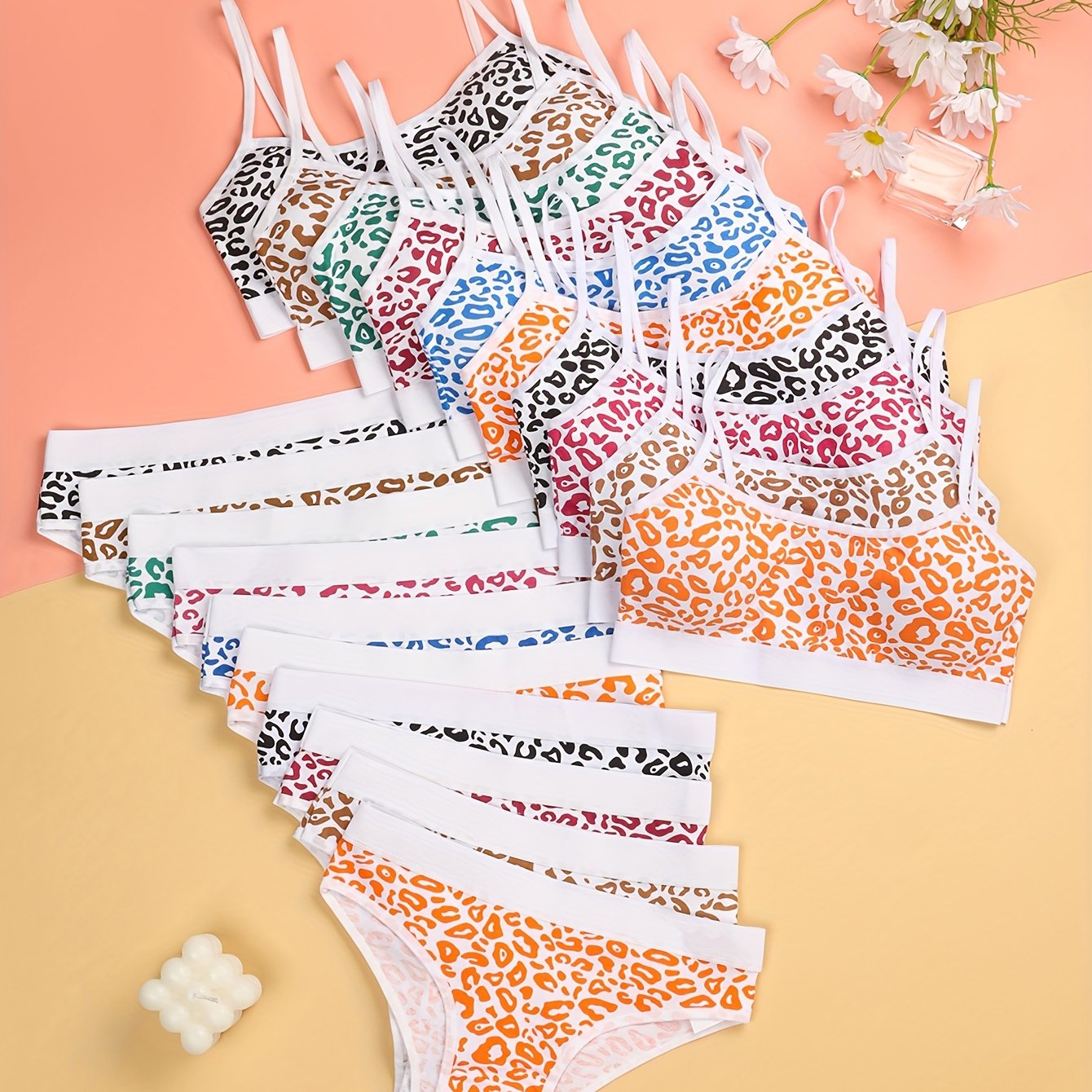 7 Sets Of 95% Cotton Breathable Light Beige-friendly Leopard Print Mature Underwear