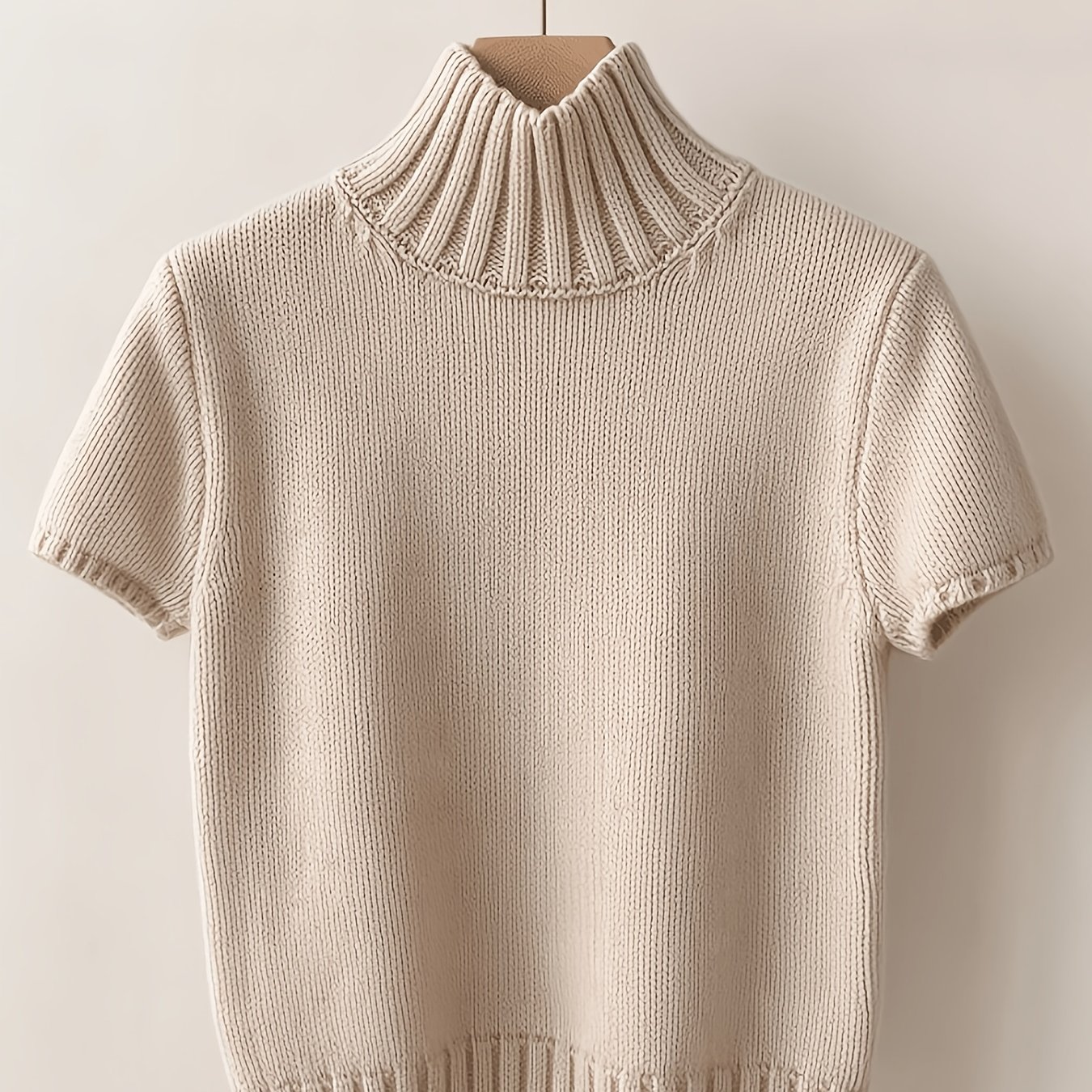 TEMU Korean Style Loose Short High-neck Easy Sweater Women's 2025 New Commute Casual All-match Pullover