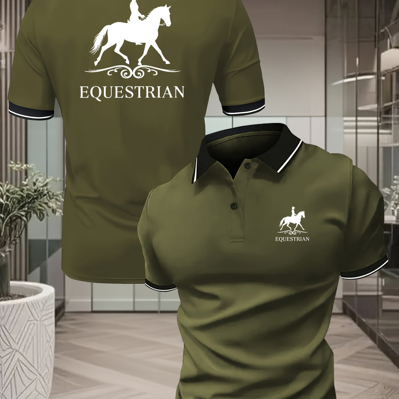 TEMU Men's Fashionable Lightweight And Breathable Short-sleeve Shirt With Button- Collar, Featuring Printed Pattern Elements That Blend , Simple, And
