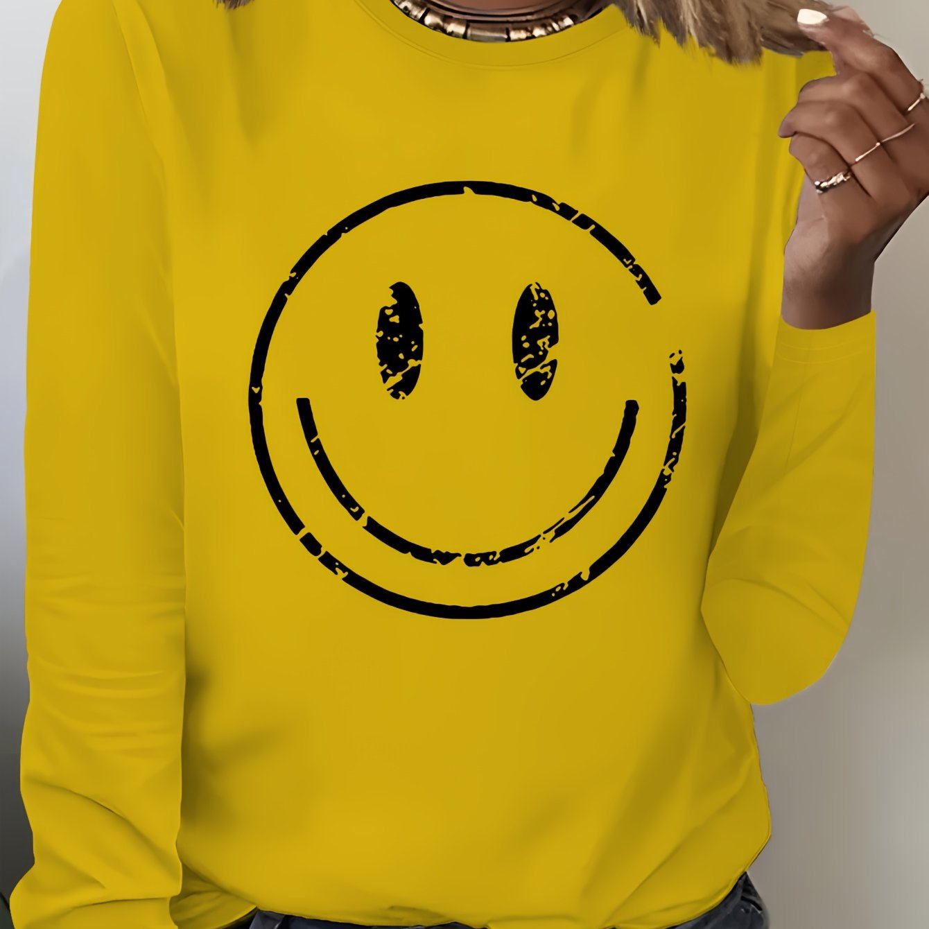TEMU Graphic Print T-shirt, Long Sleeve Crew Neck Casual Top For Spring And Fall, Women's Clothing