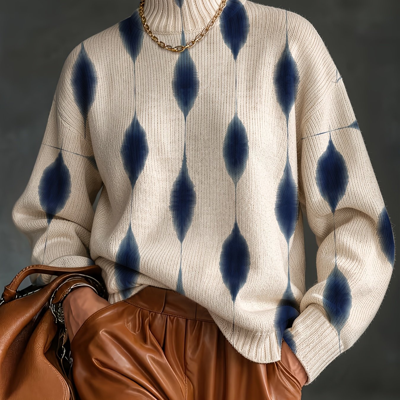 TEMU [Impression numérique 2D] Pull imprimé pour femme, pull épais à manches longues et col , douce, chaud et confortable, convient pour et l'hiver