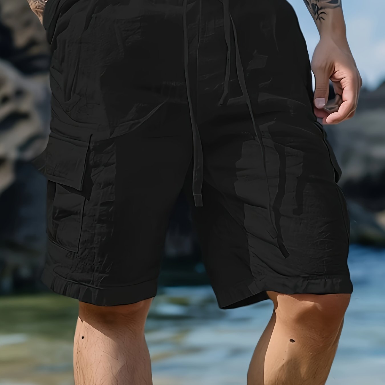 TEMU Men's Summer Casual Solid Color Shorts With Pockets