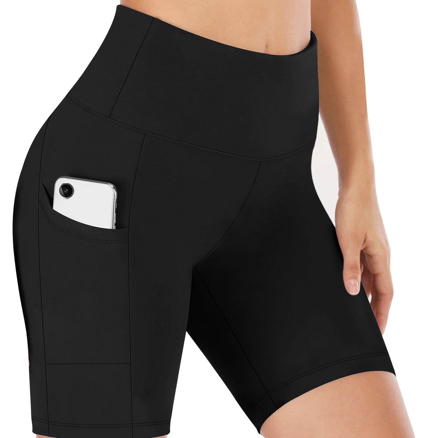 TEMU 1pcshigh-waisted Yoga Shorts For Women, Fashionable Casual Shorts, Sweat-absorbing High- Cycling Shorts, Training Running Sports Shorts