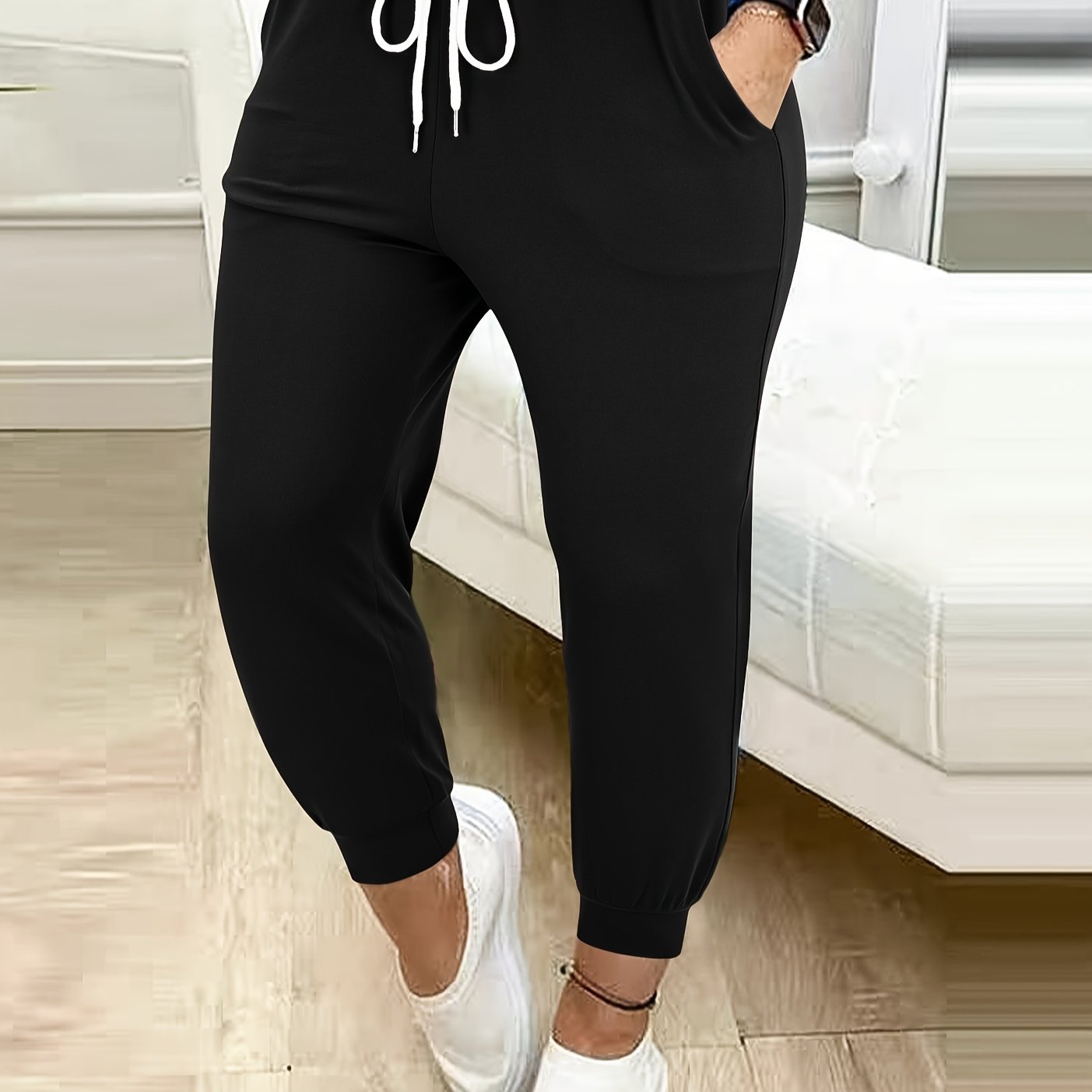 TEMU Solid Drawstring Waist Jogger Pants, Casual Sporty Slant Pocket Pants, Women's Clothing