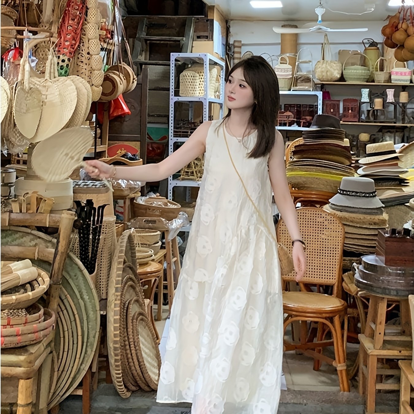 TEMU 韓国風 ジェントルスタイル 新作 夏用 ノースリーブ ベストワンピース で若々しい 小柄な女性向け 大人用 した カジュアル オフィス シンプル おしゃれ 普段着 通勤 春 秋 夏