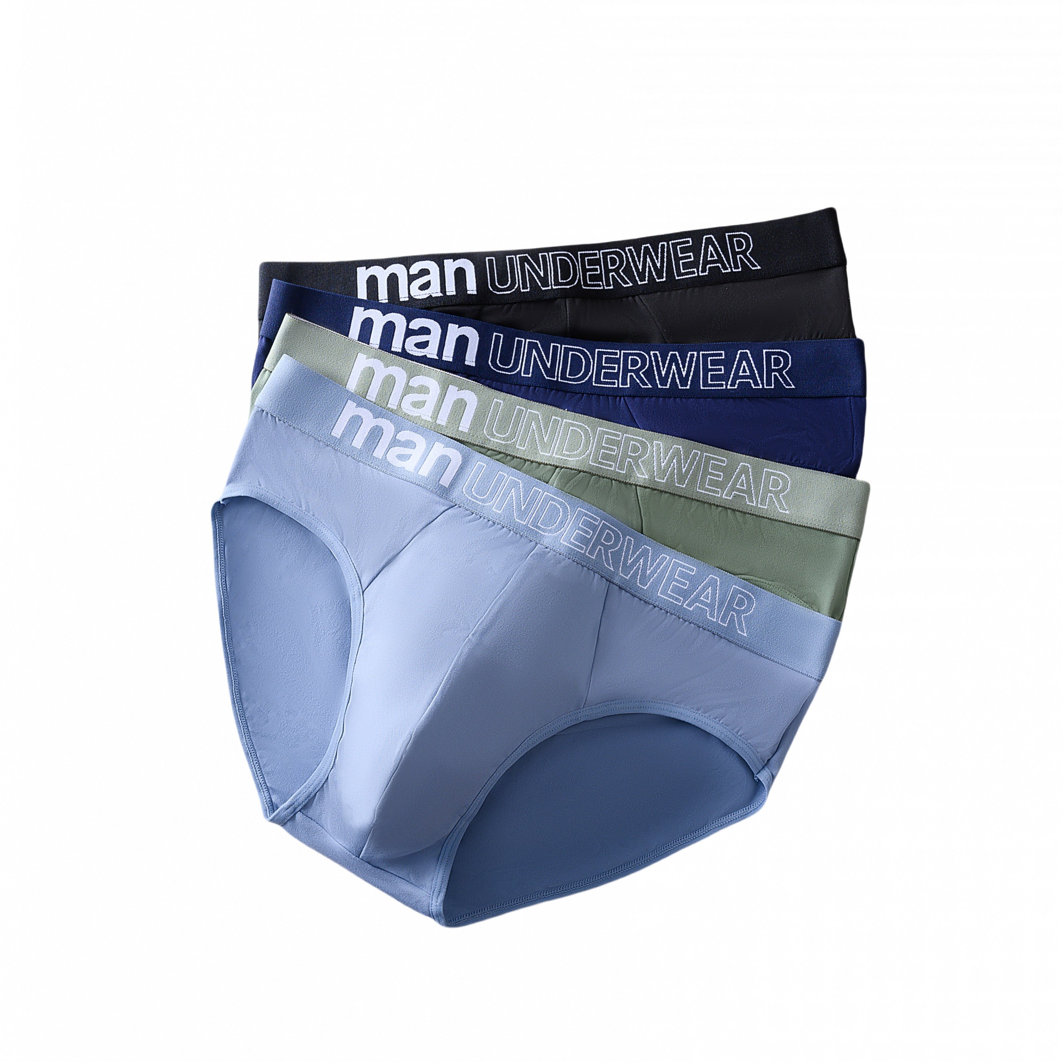 Image of 4pcs Men's Fashion Underwear, Temperament Loose, Comfortable And Breathable Polyester Blending, Fashion Sexy Print Underwear Briefs, Plus Size Underwear, Fat Guy Size Triangle Bra Underwear